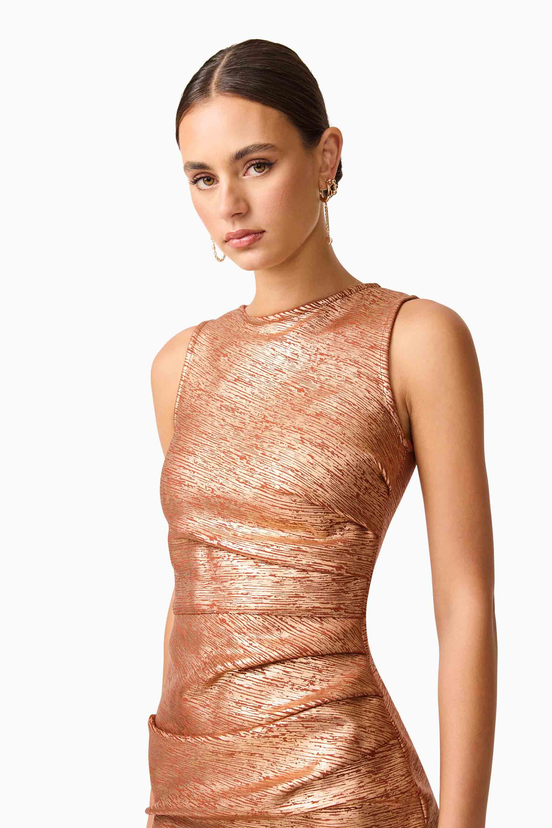 Rhian Fitted Mini Dress in Orange