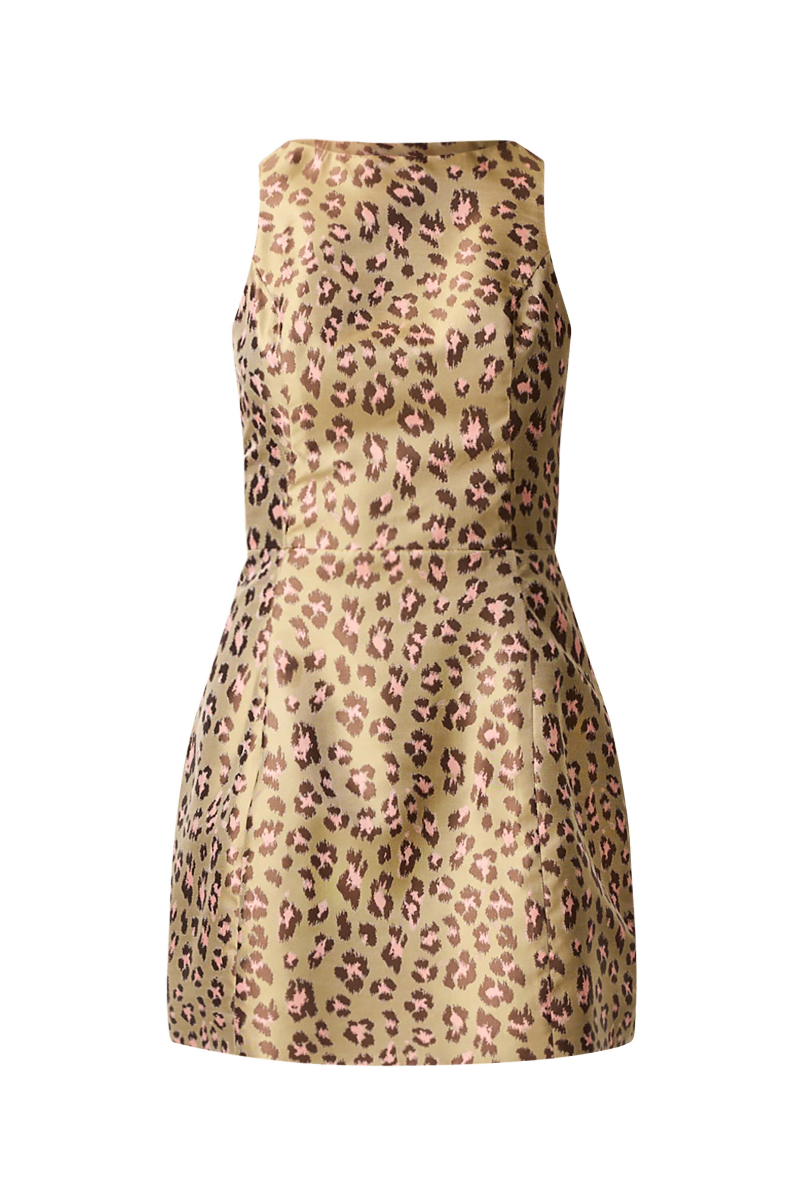 Elara Tulip Mini Dress in Leopard Print