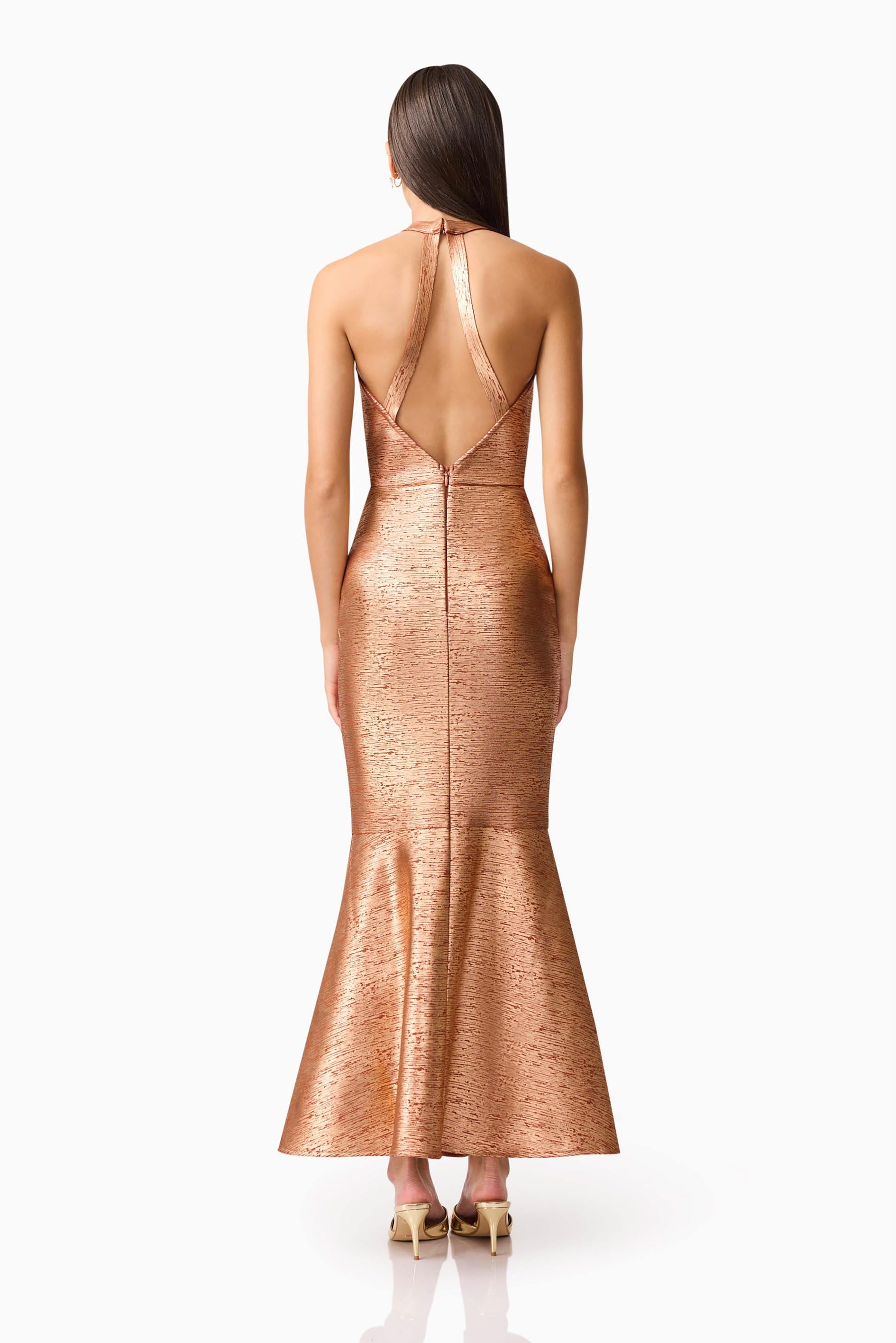 Rhian Halter Gown in Orange