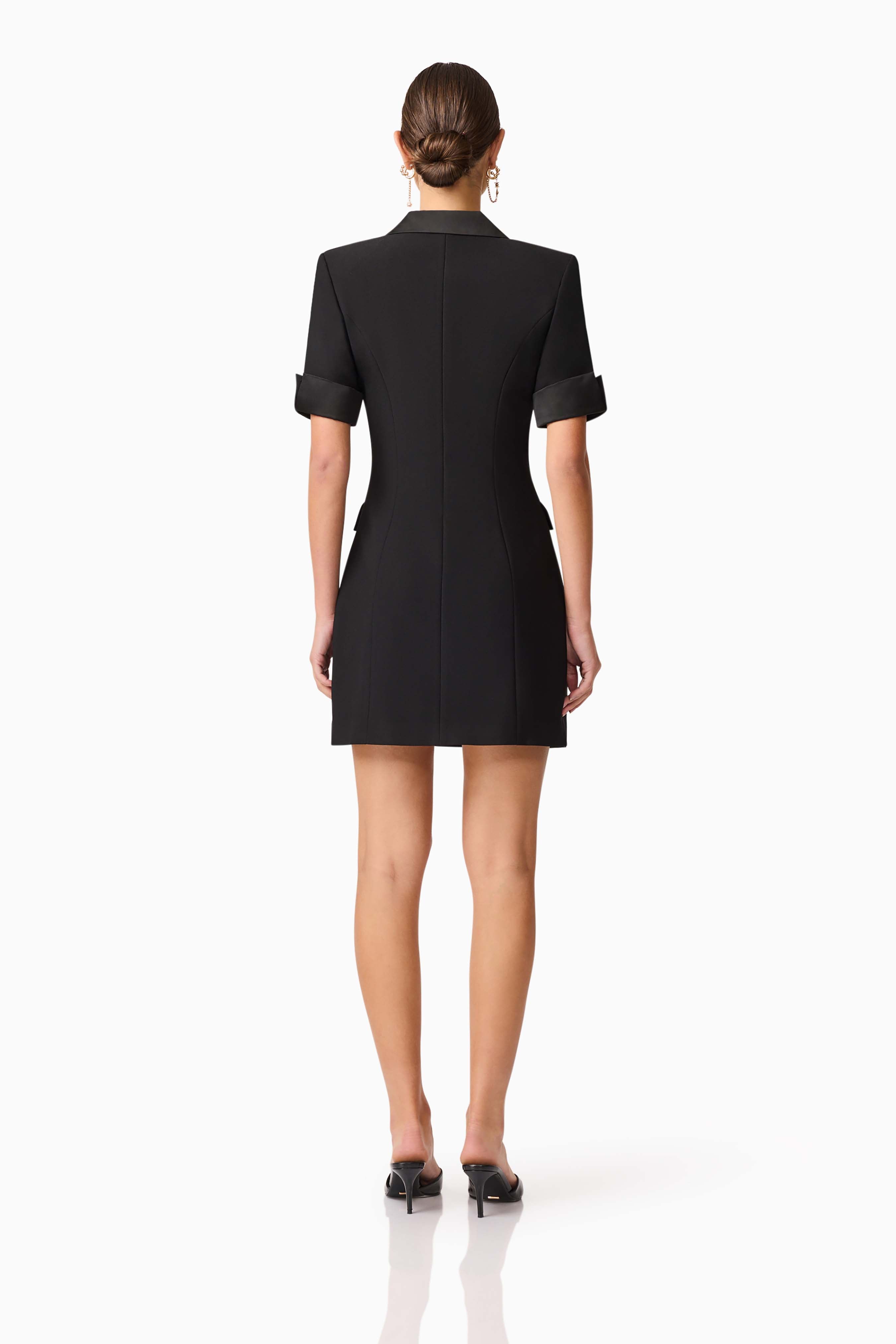Ruby Short Sleeve Blazer Dress in Black