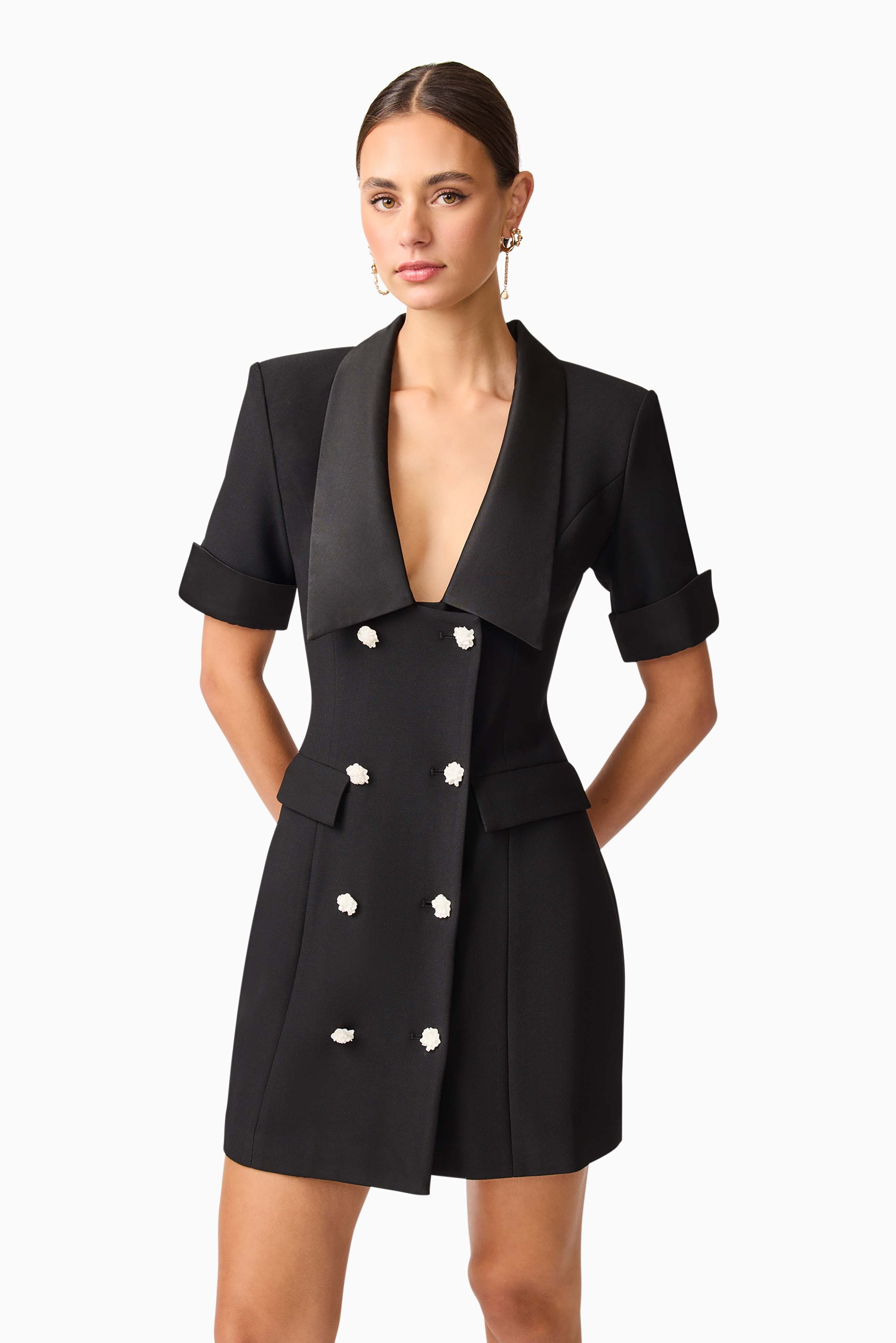 Ruby Short Sleeve Blazer Dress in Black