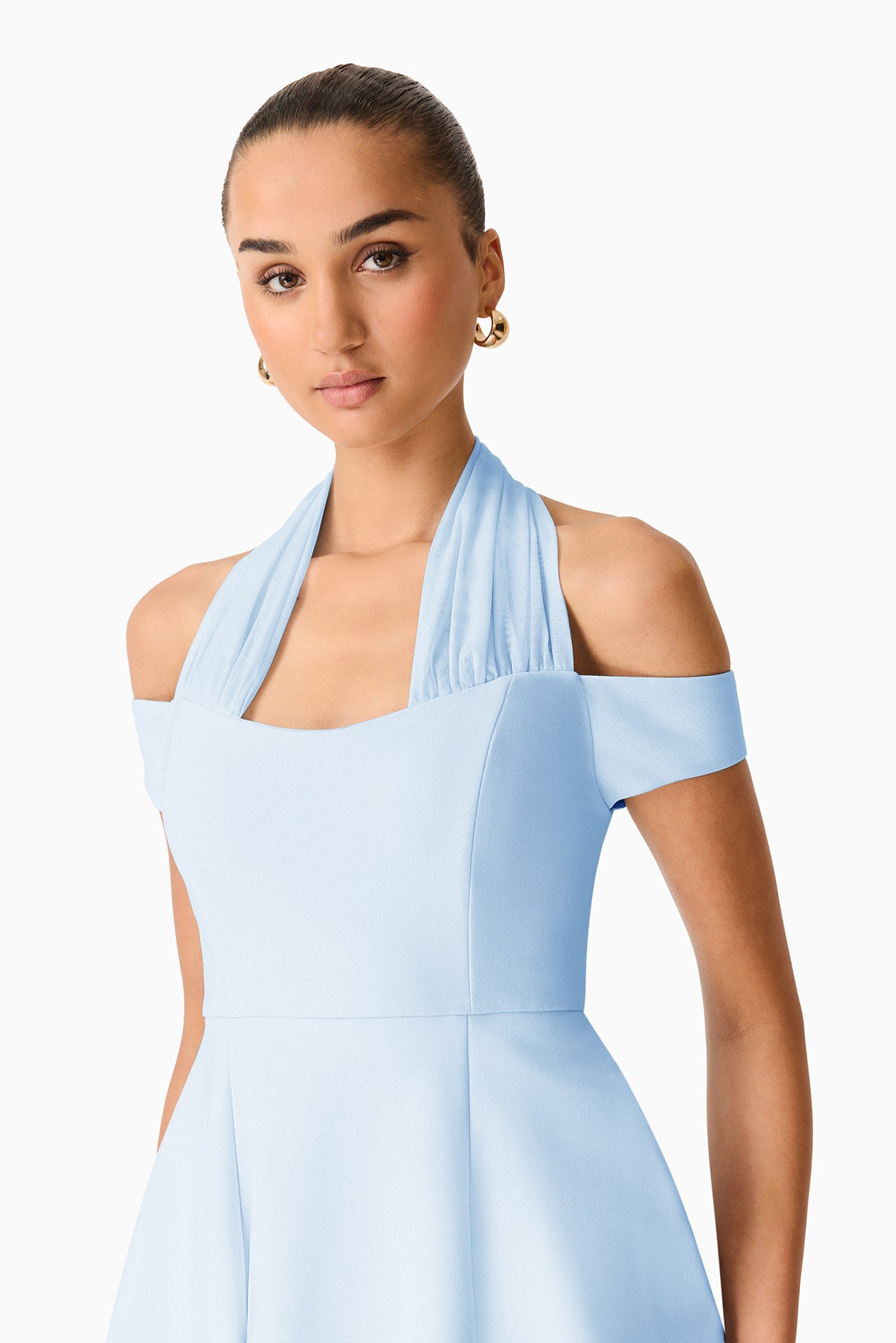 Ruby Halter Mini Dress in Blue