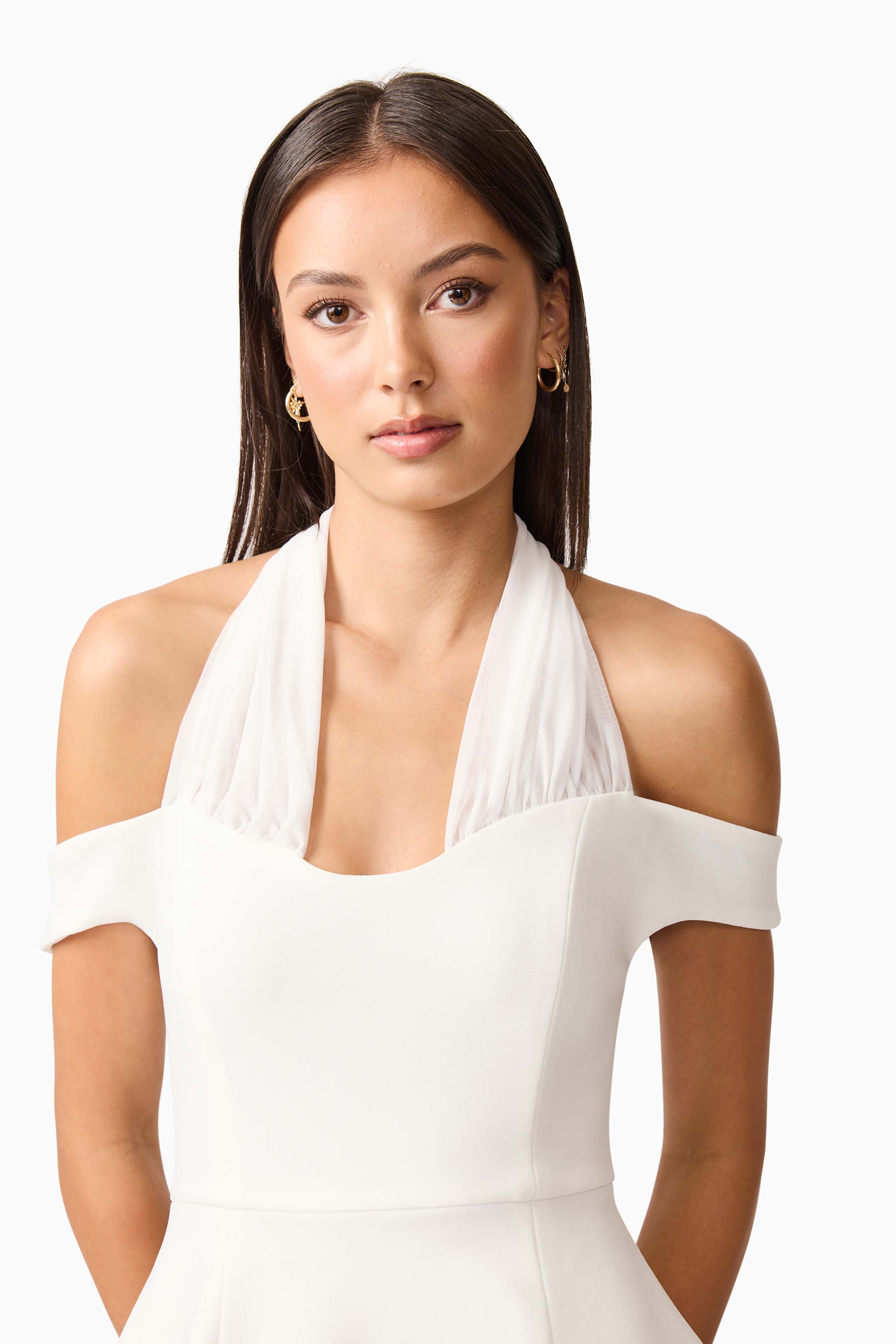 Ruby Halter Mini Dress in White