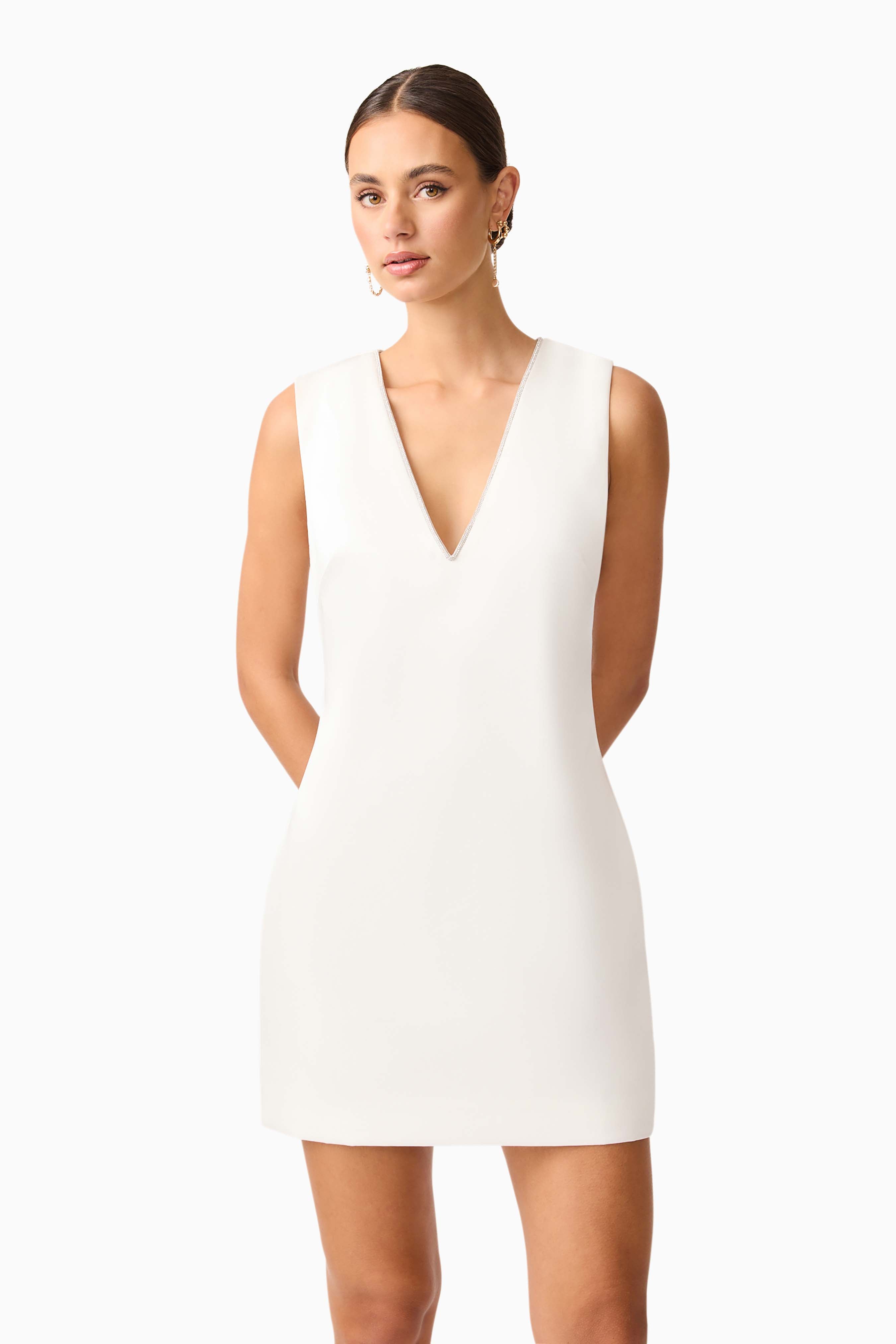 Livia Shift Mini Dress in White