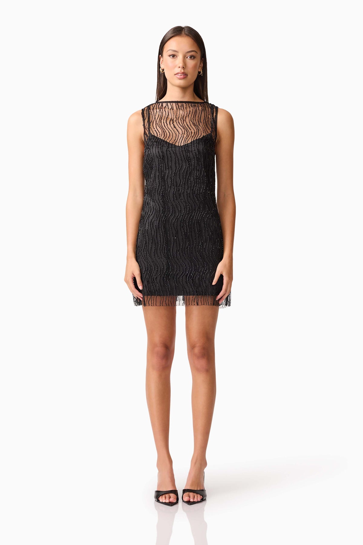 Margot Party Shift Mini Dress in Black