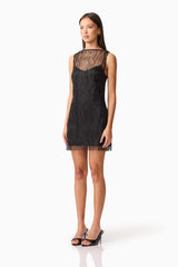 Margot Party Shift Mini Dress in Black