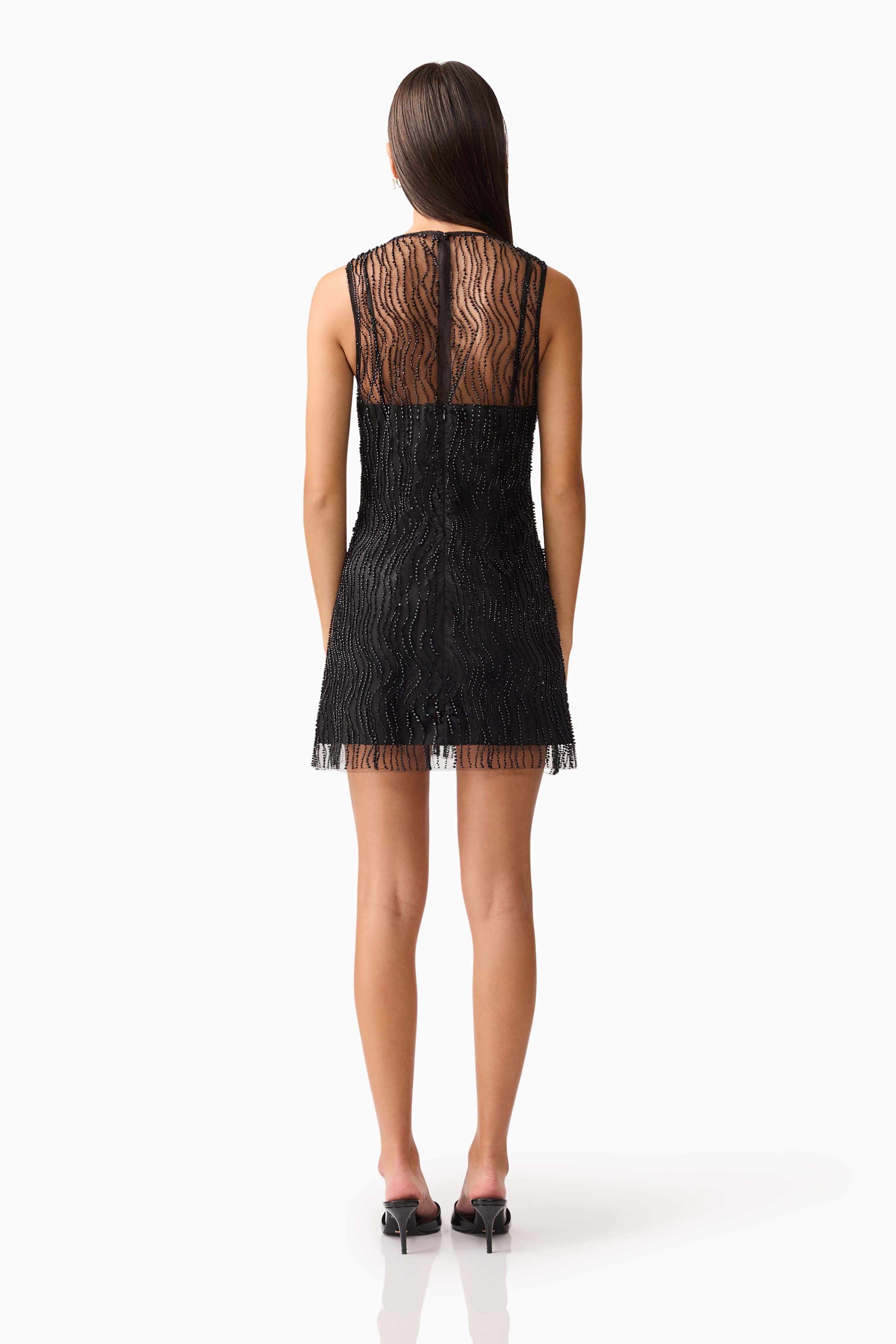 Margot Party Shift Mini Dress in Black