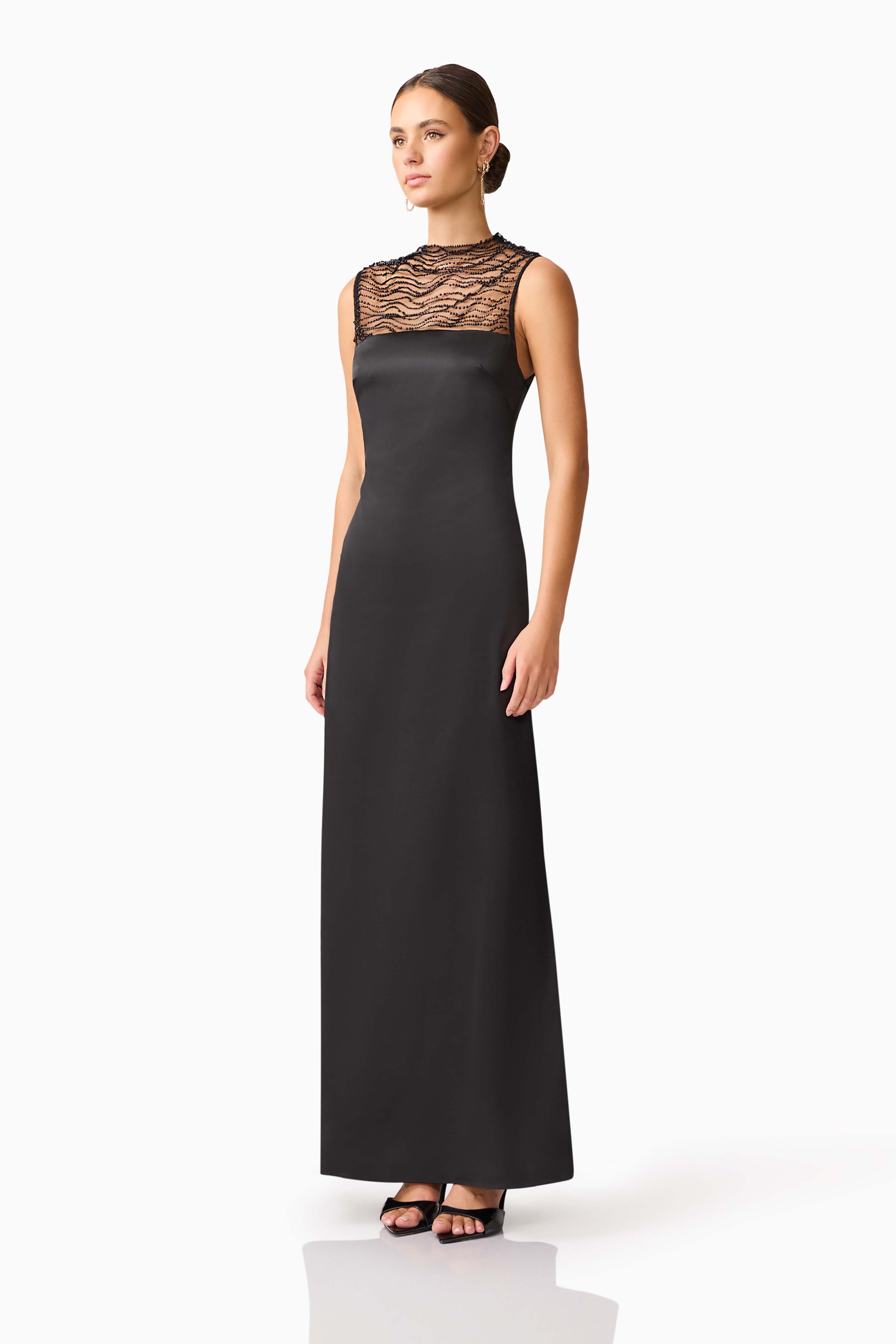Margot Satin Gown in black