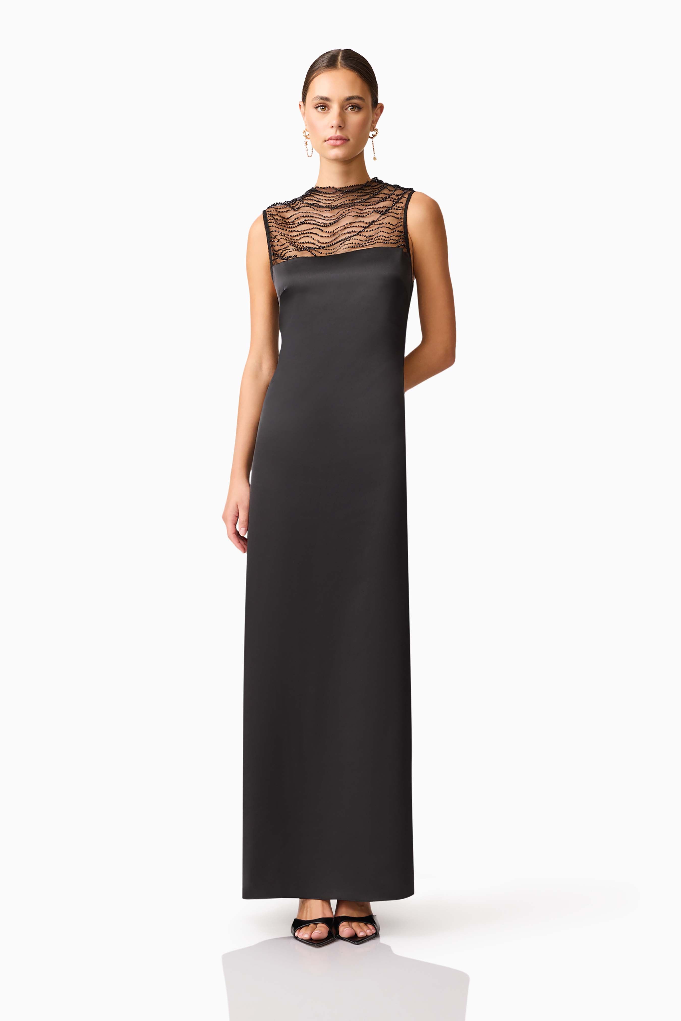 Margot Satin Gown in black