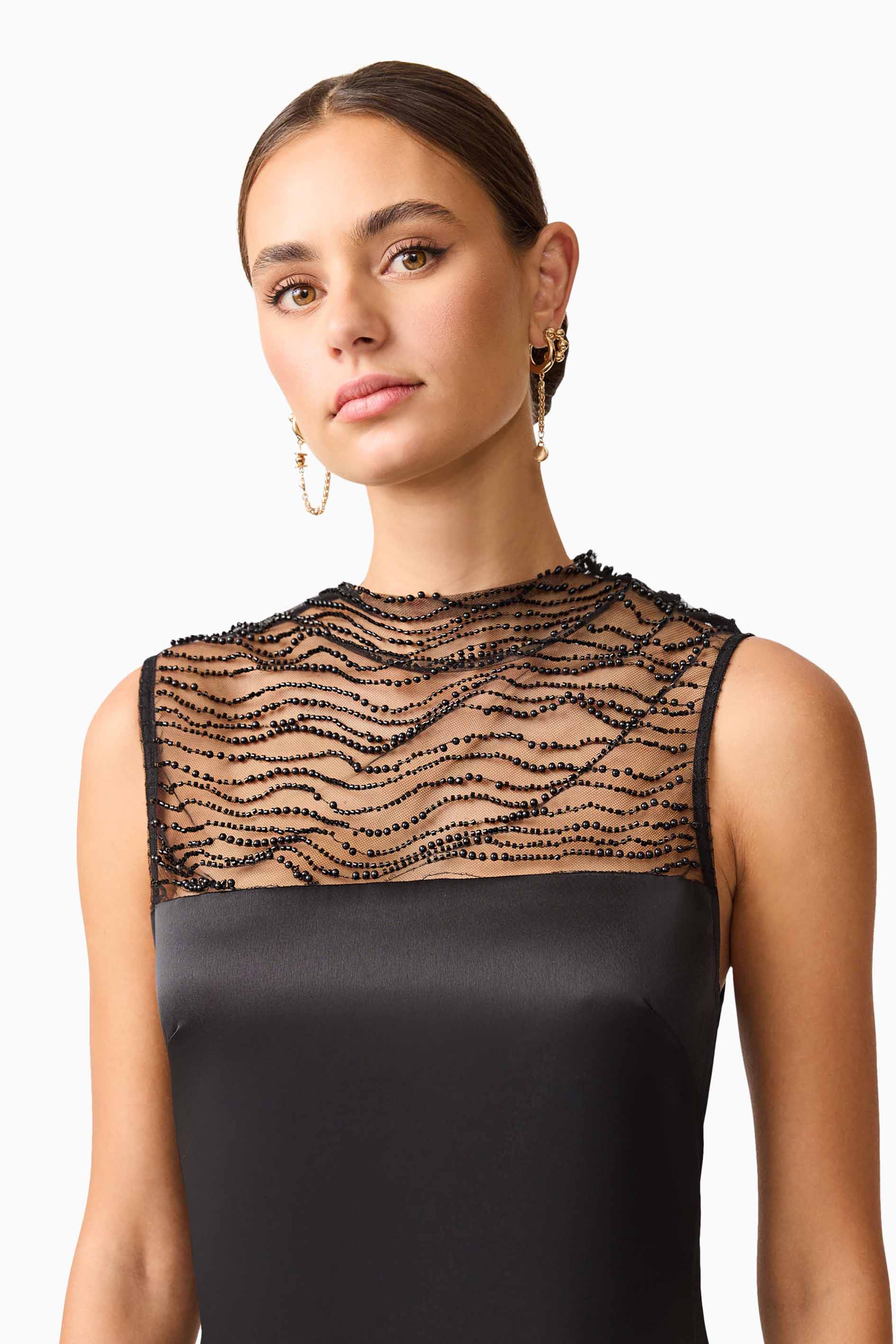 Margot Satin Gown in black