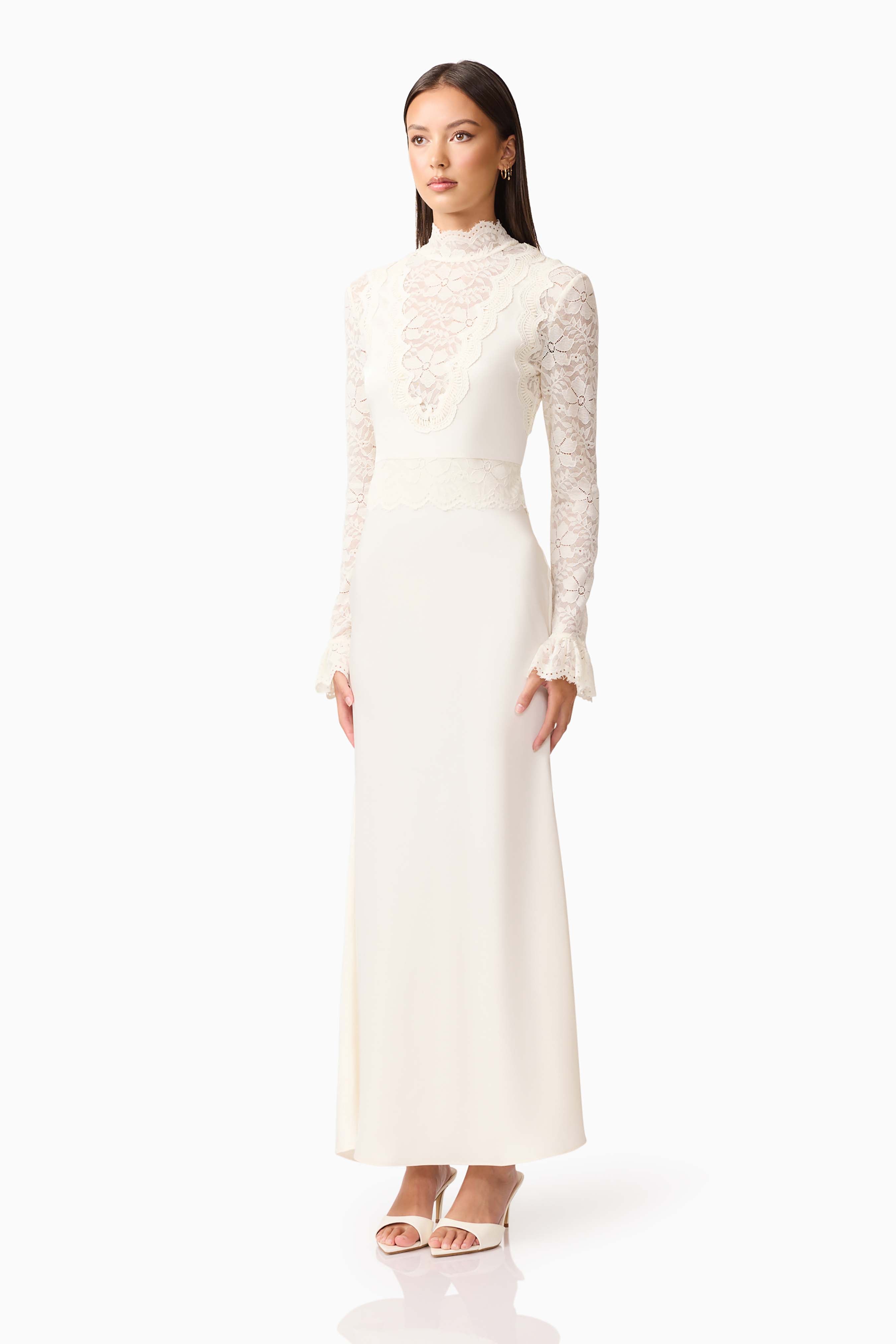 Margot Long Sleeve Gown in White