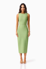 Seraphina Fitted Midi Dress in Green