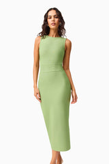 Seraphina Fitted Midi Dress in Green