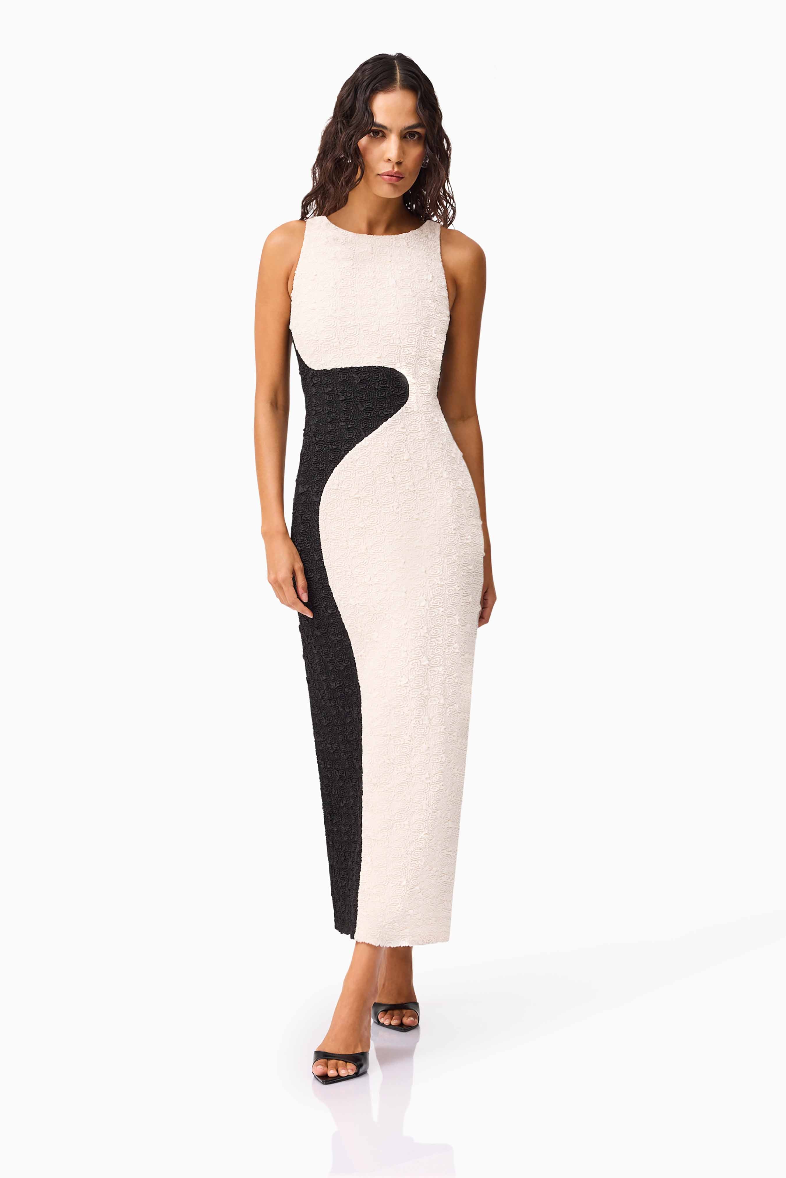 Paloma Contrast Gown in Black & White