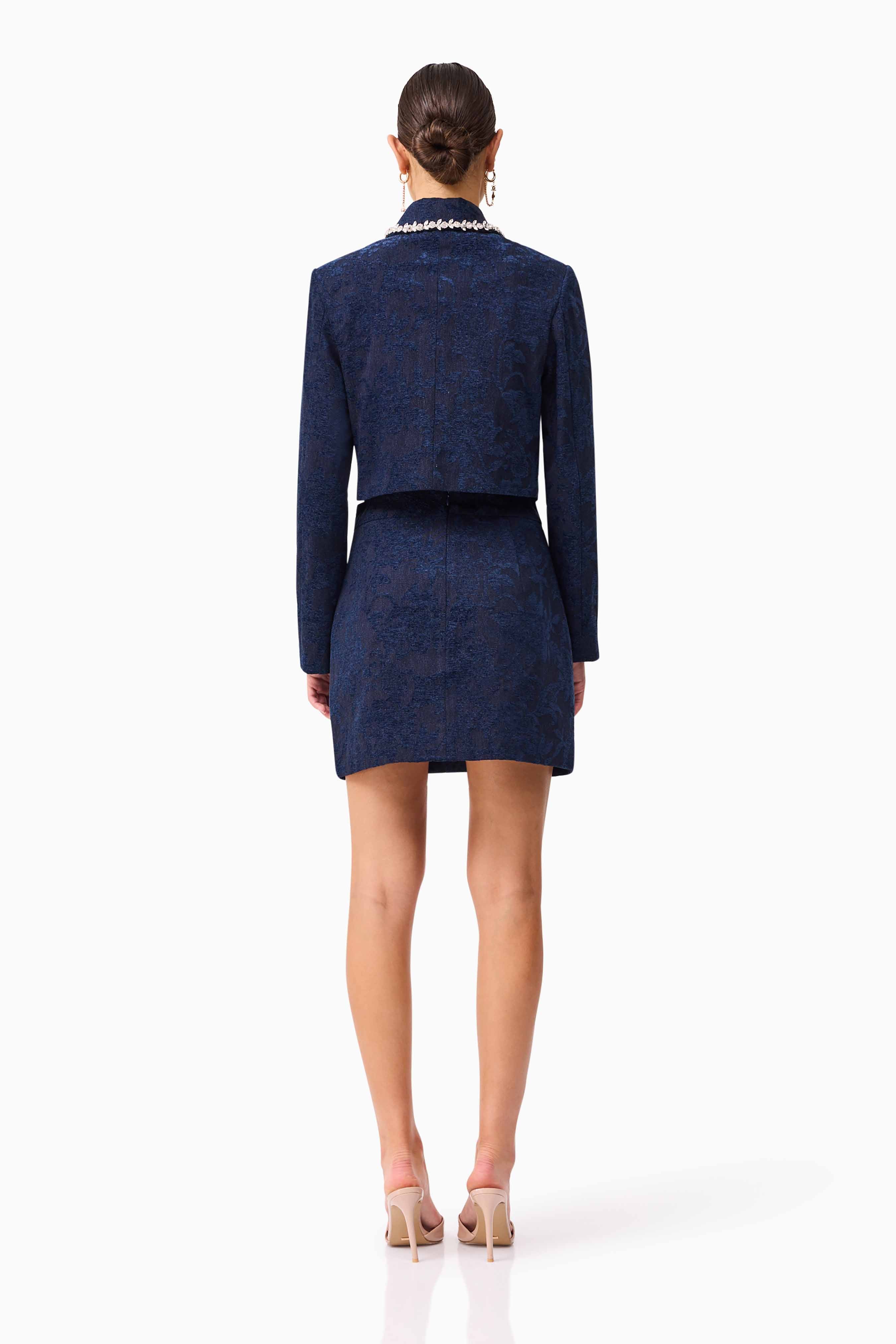 Melody Jacquard Top & Skirt Set in Blue