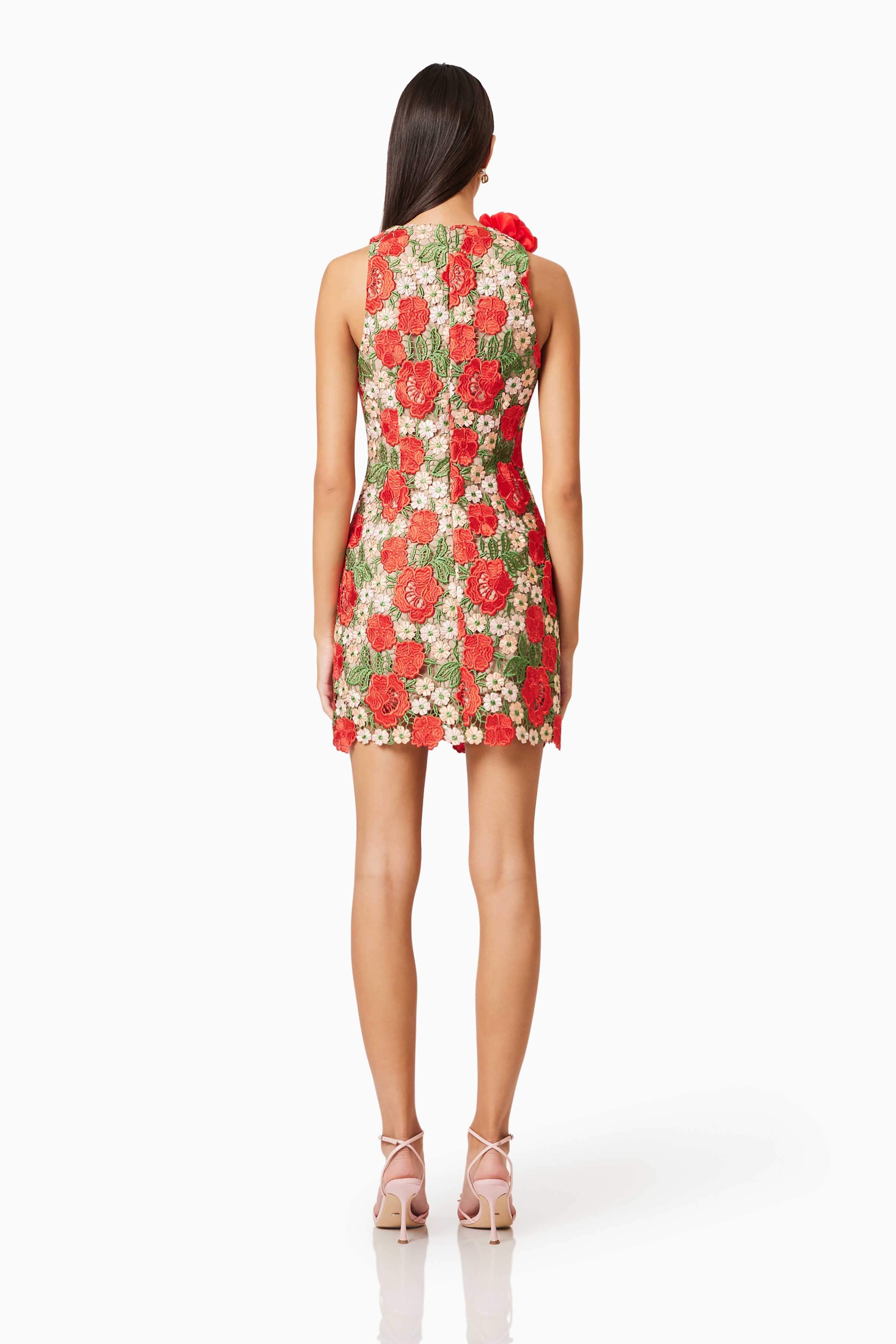 Roselyn Embroidered Mini Dress In Red