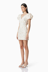 Scarlett Butterfly Mini Dress in White