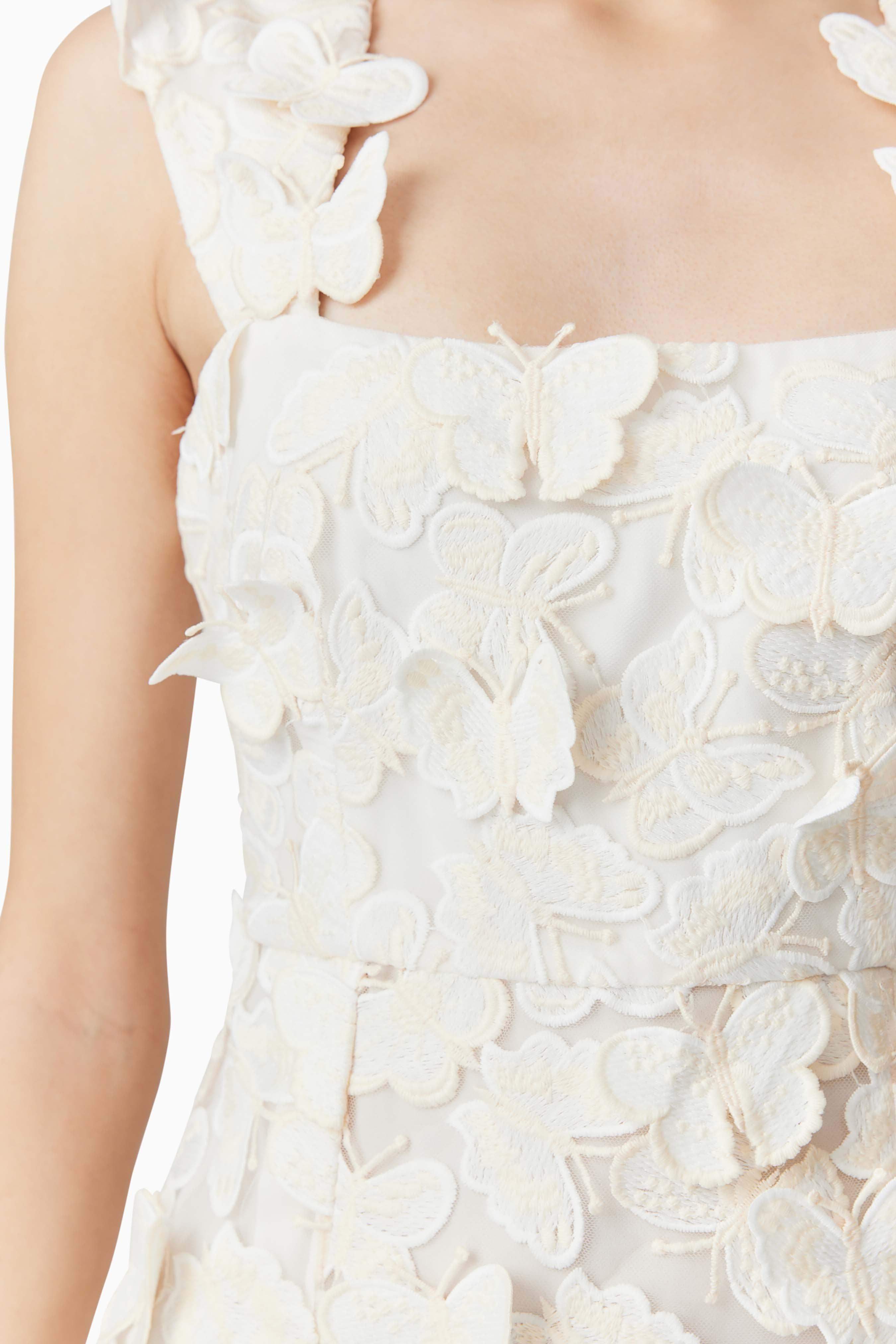 Scarlett Butterfly Midi Dress In White