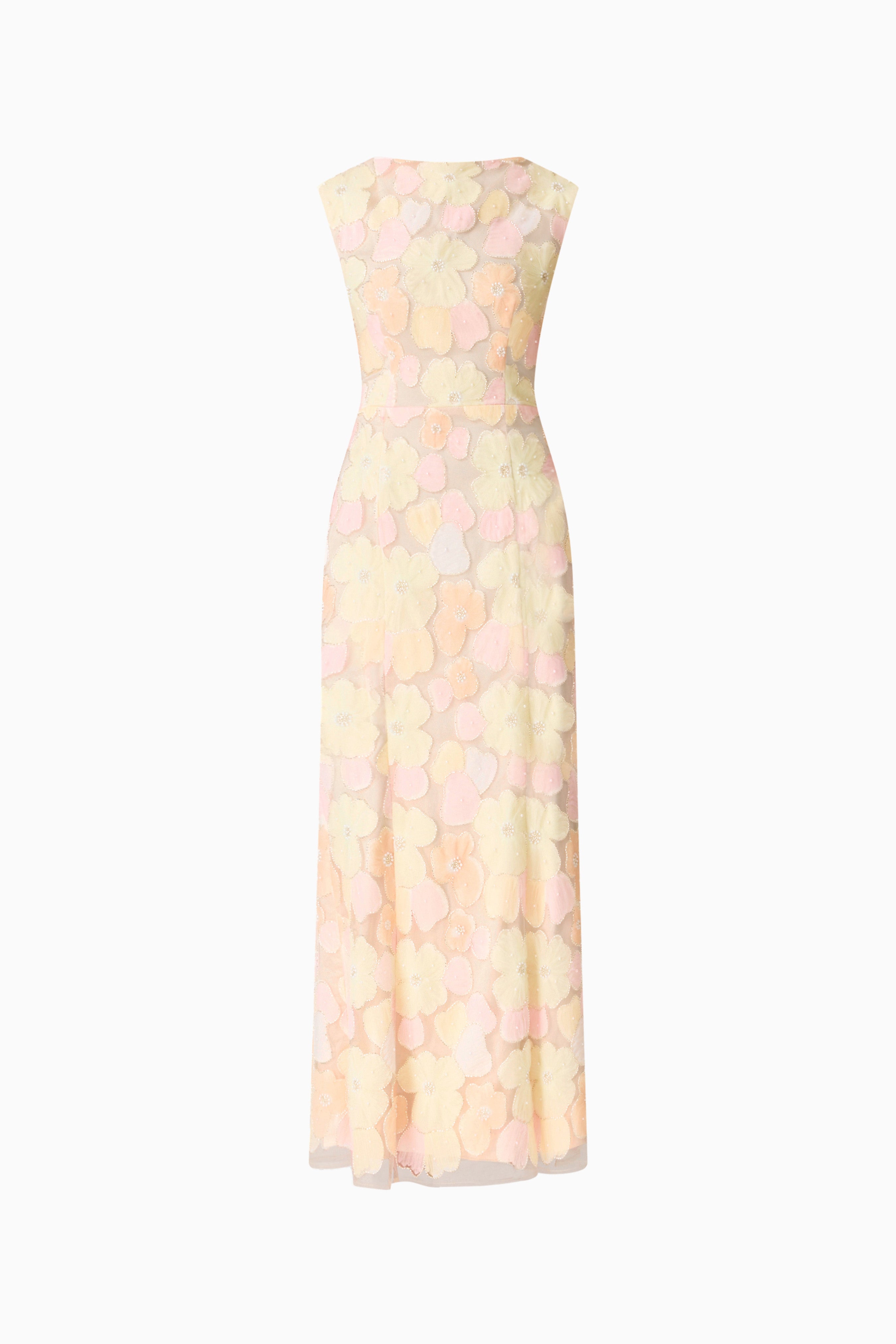 Zaria Sleeveless Gown in Yellow Floral
