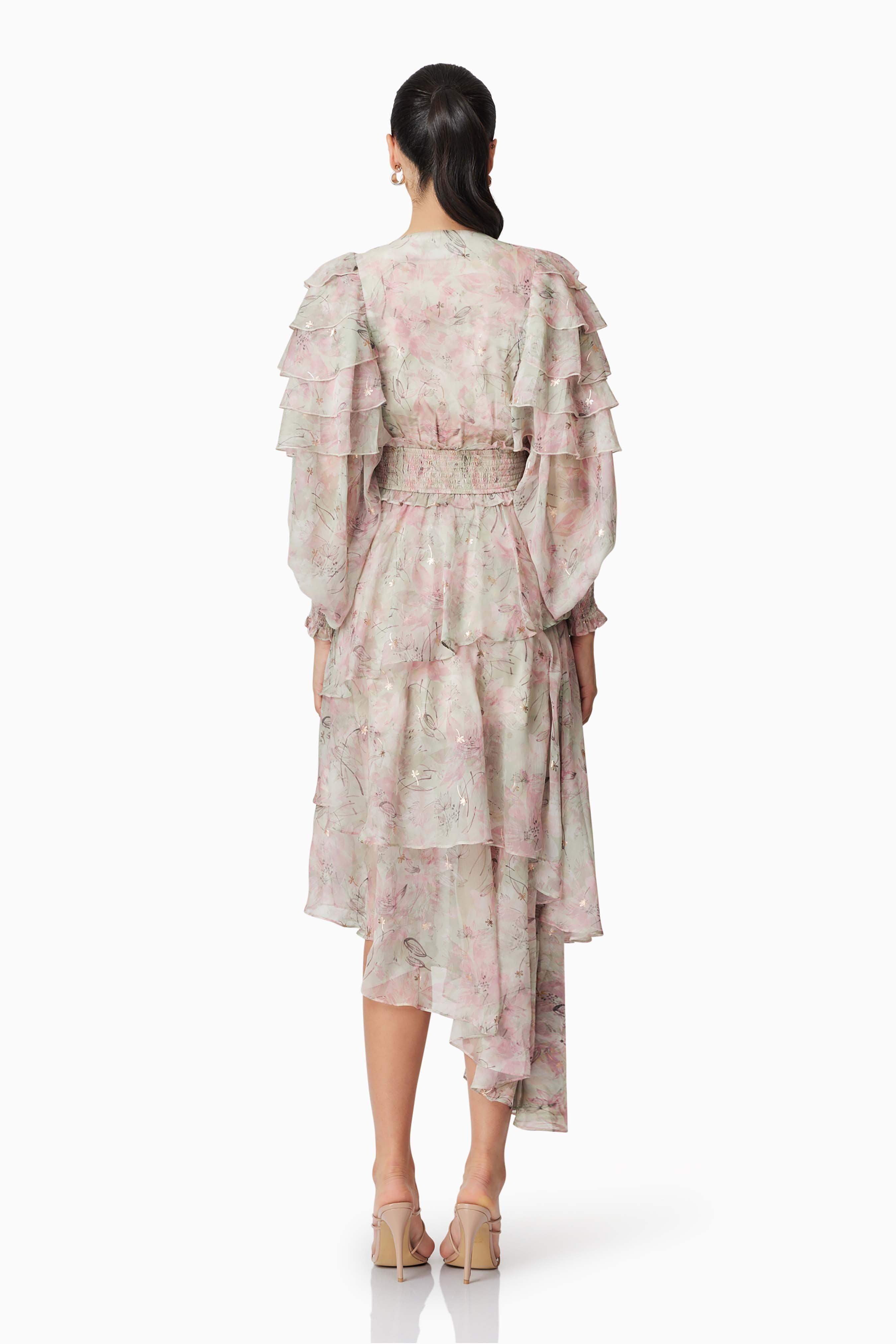 Monica Long Sleeve Midi Dress in Floral