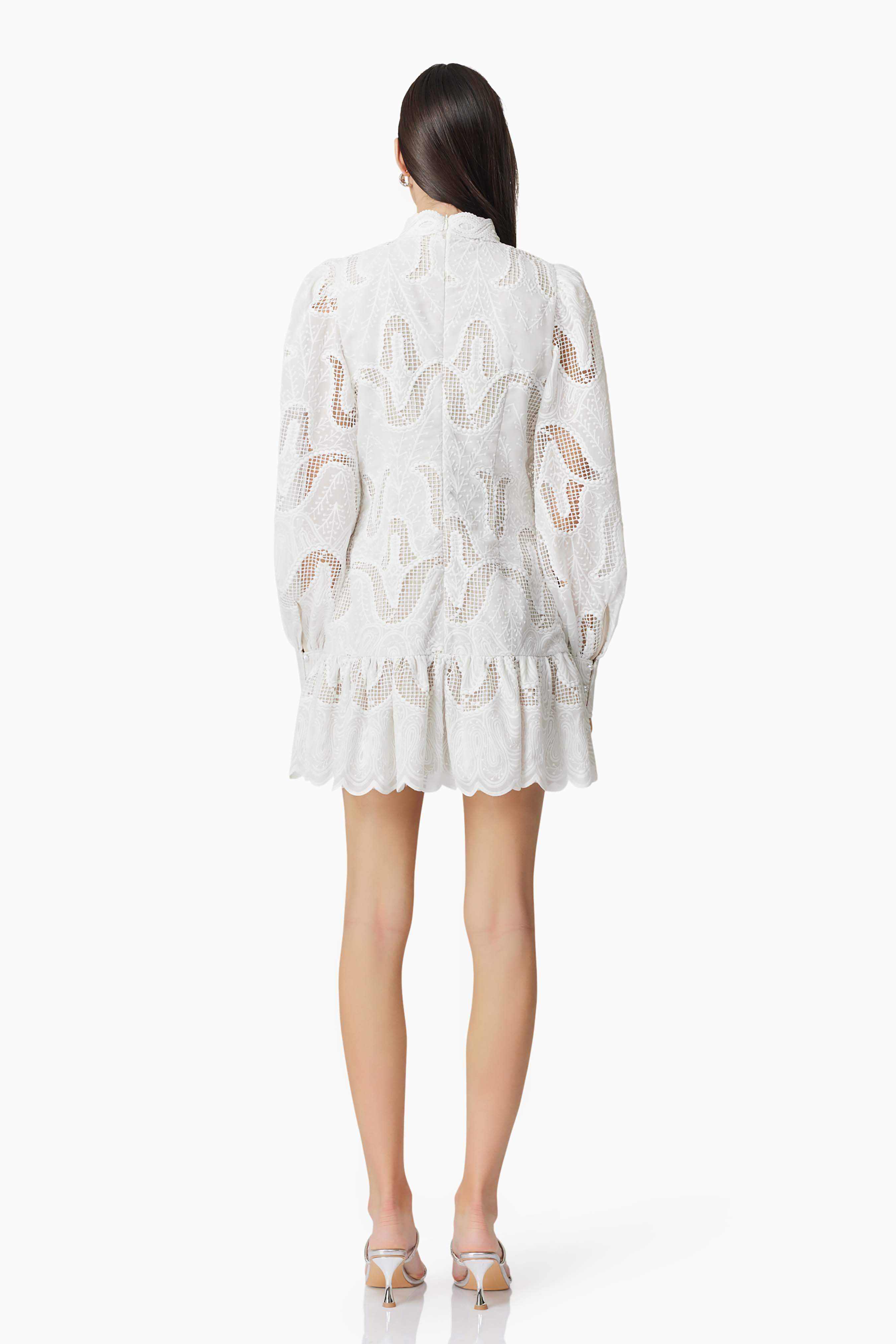 Eliza Long Sleeve Mini Dress in White