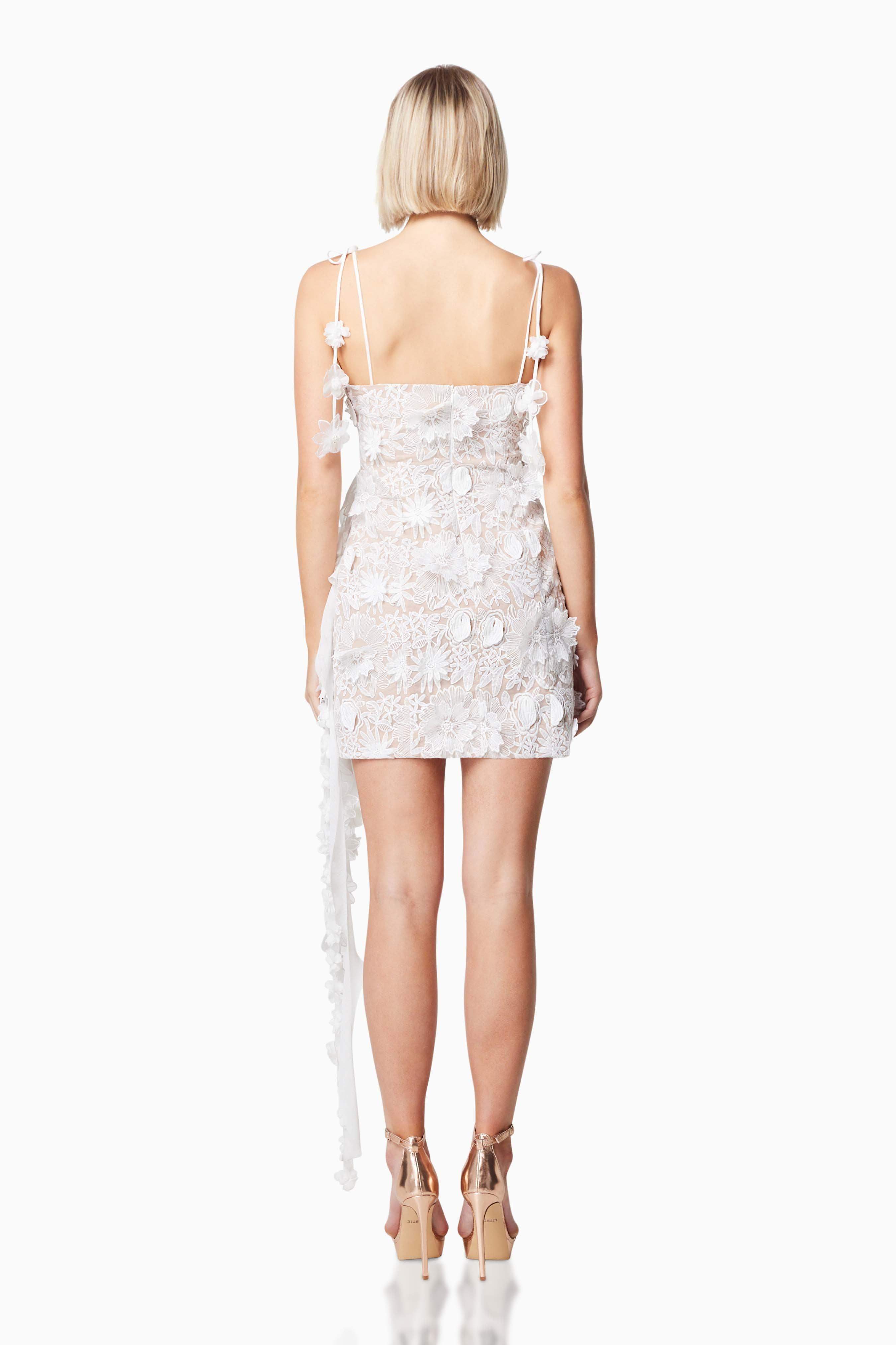 Isles 3D Rosette Mini Dress in White