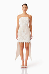 Florian Bow Mini Dress in White