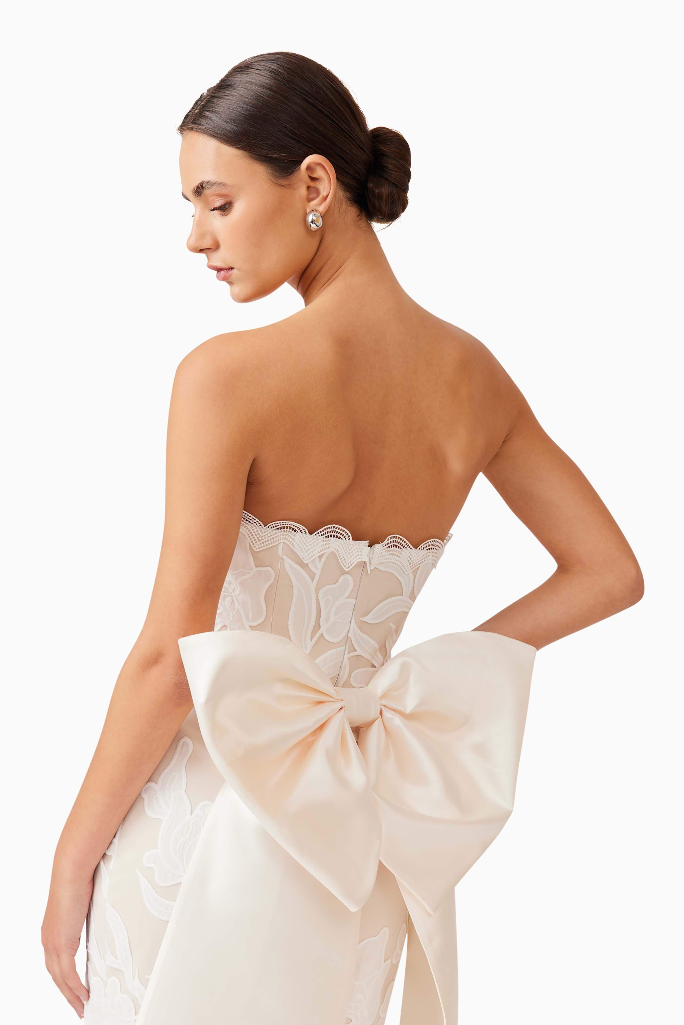 Florian Bow Mini Dress in White