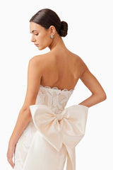 Florian Bow Mini Dress in White