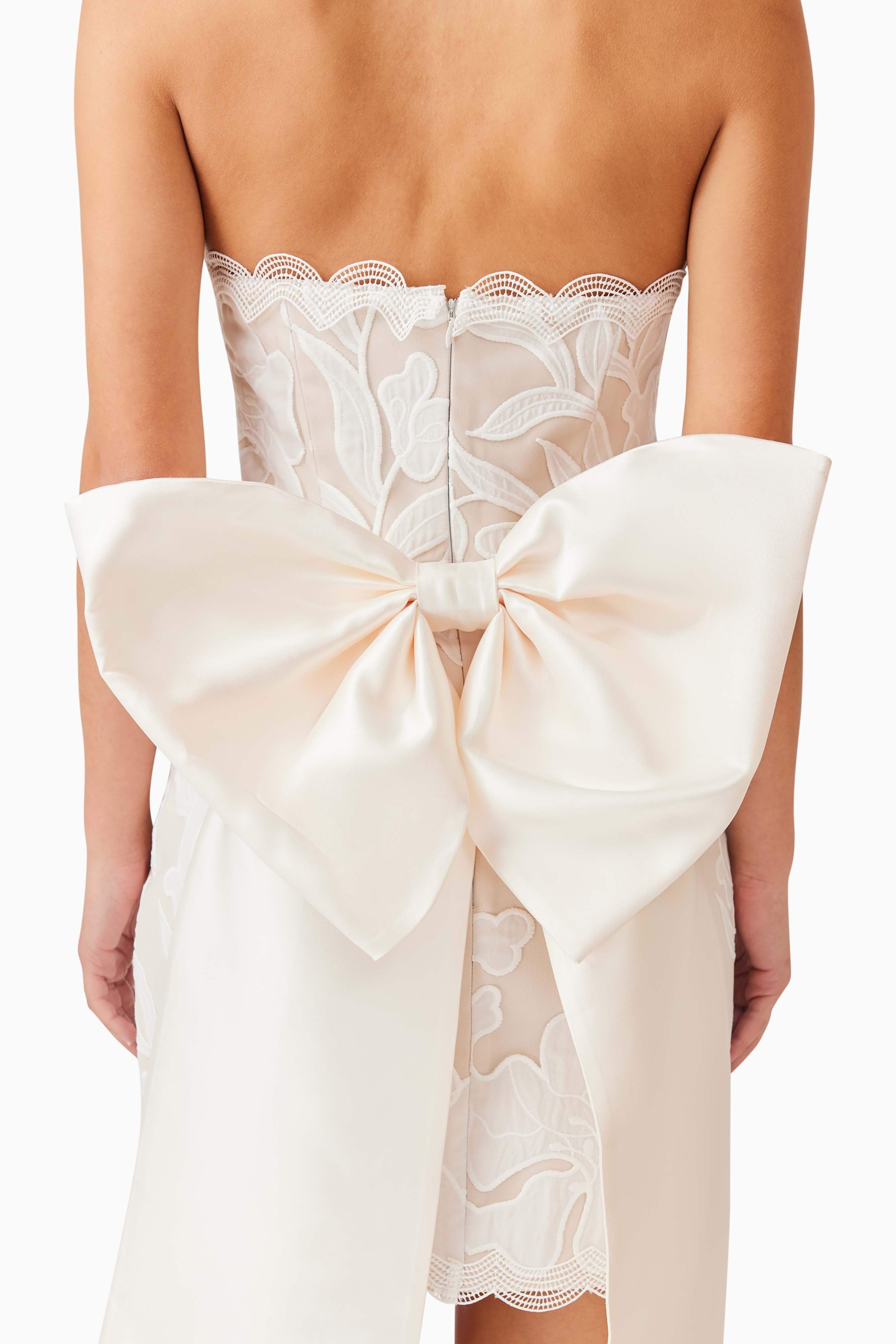 Florian Bow Mini Dress in White