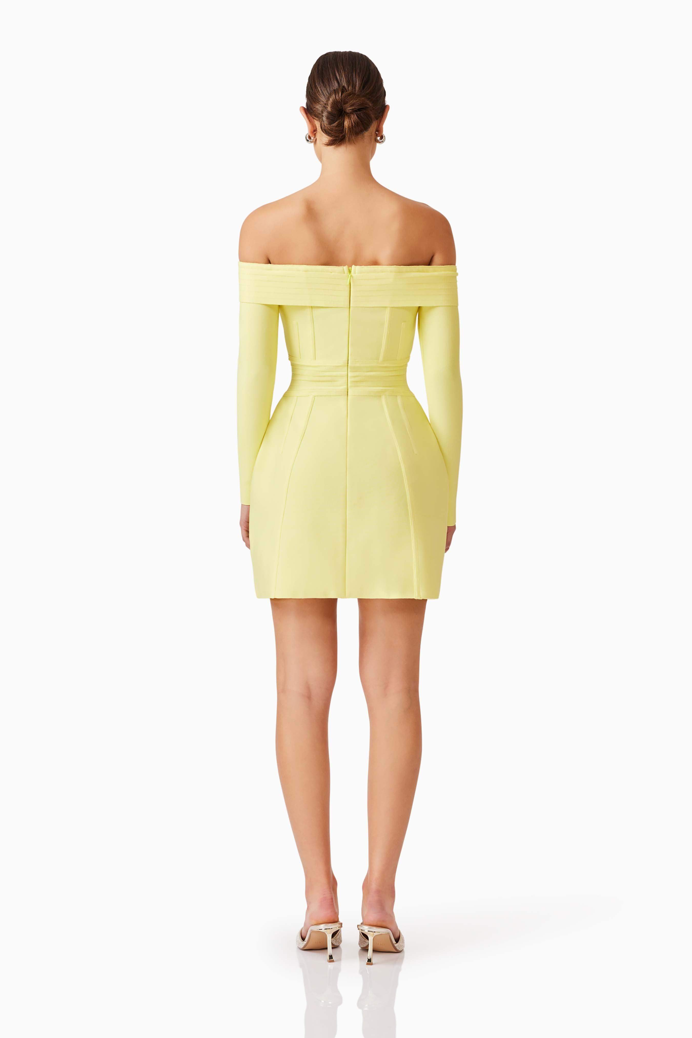 Katlyn Off The Shoulder Mini Dress in Yellow