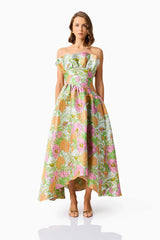 Laurel Sleeveless Maxi Dress in Green Floral