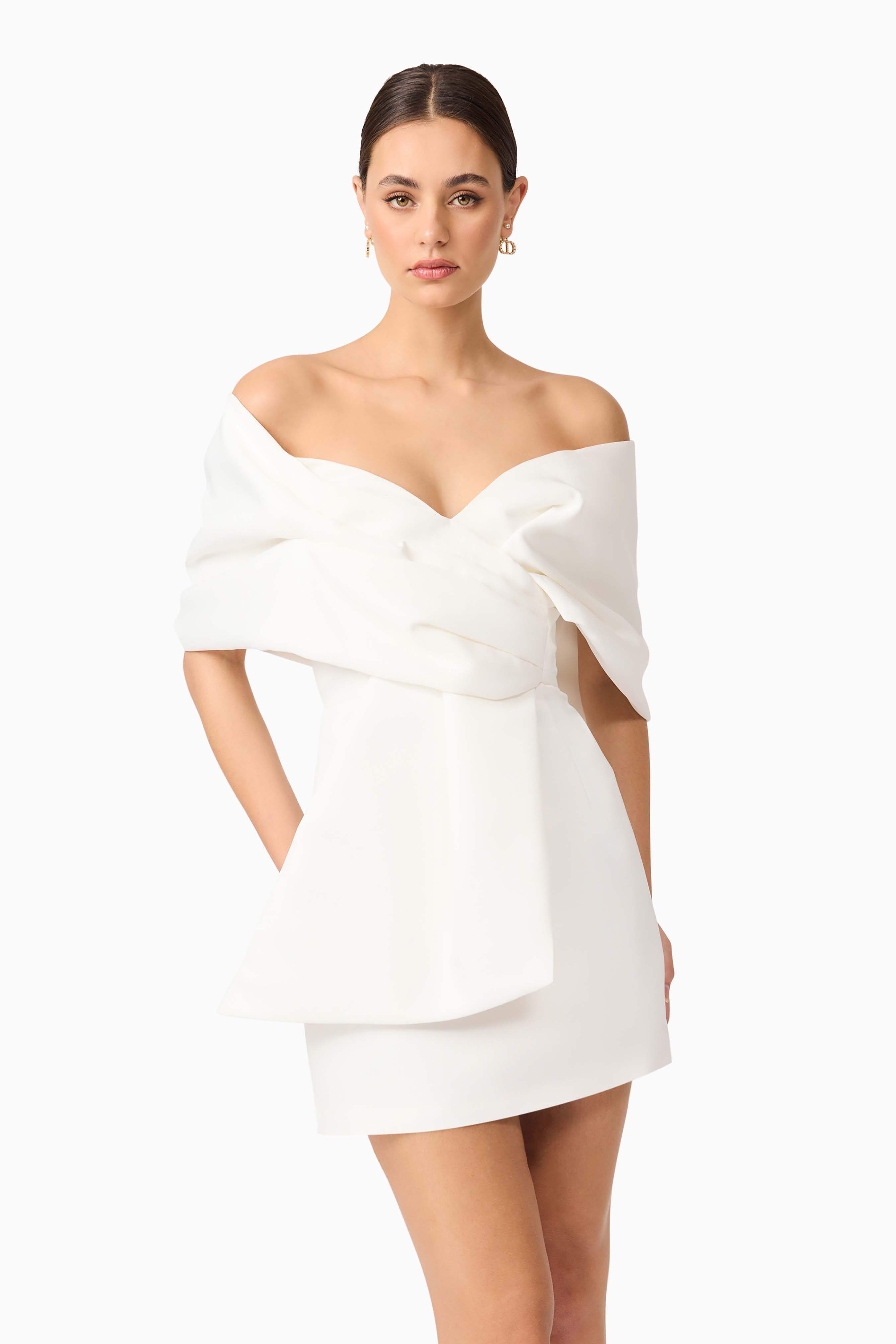 Dandelione Off The Shoulder Mini Dress in White