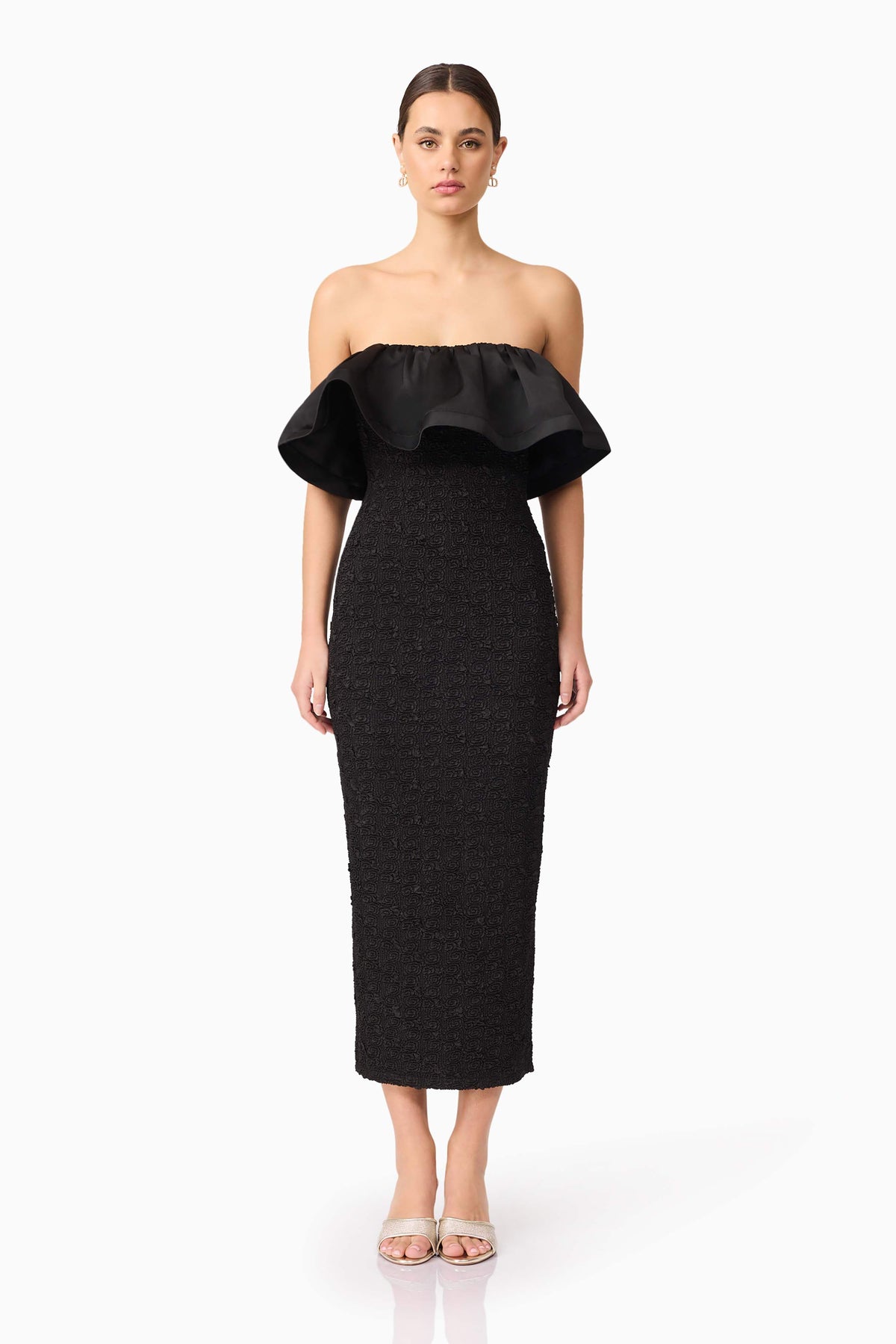 Dandelione Strapless Midi Dress in Black