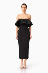 Dandelione Strapless Midi Dress in Black