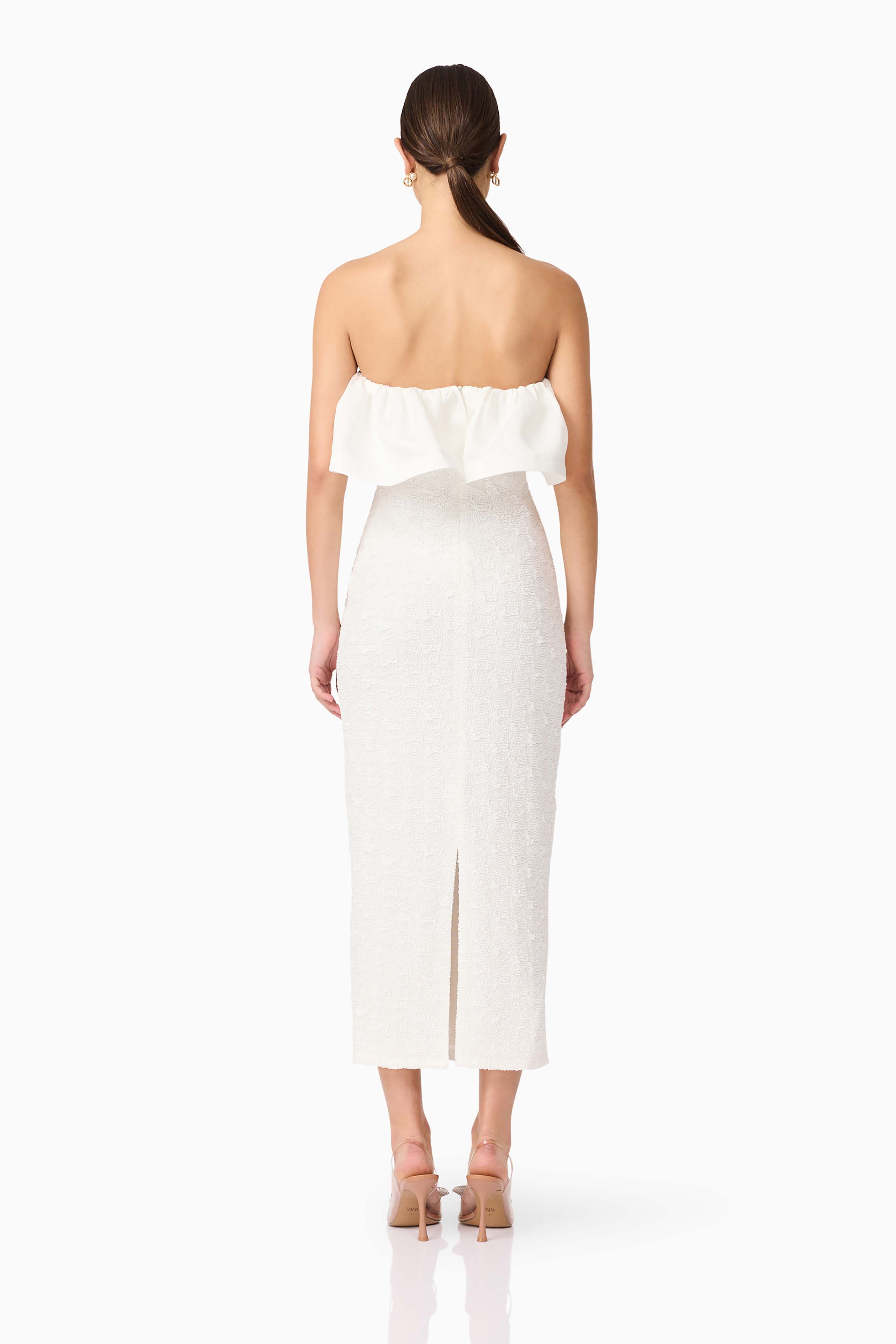 Dandelione Strapless Midi Dress in White