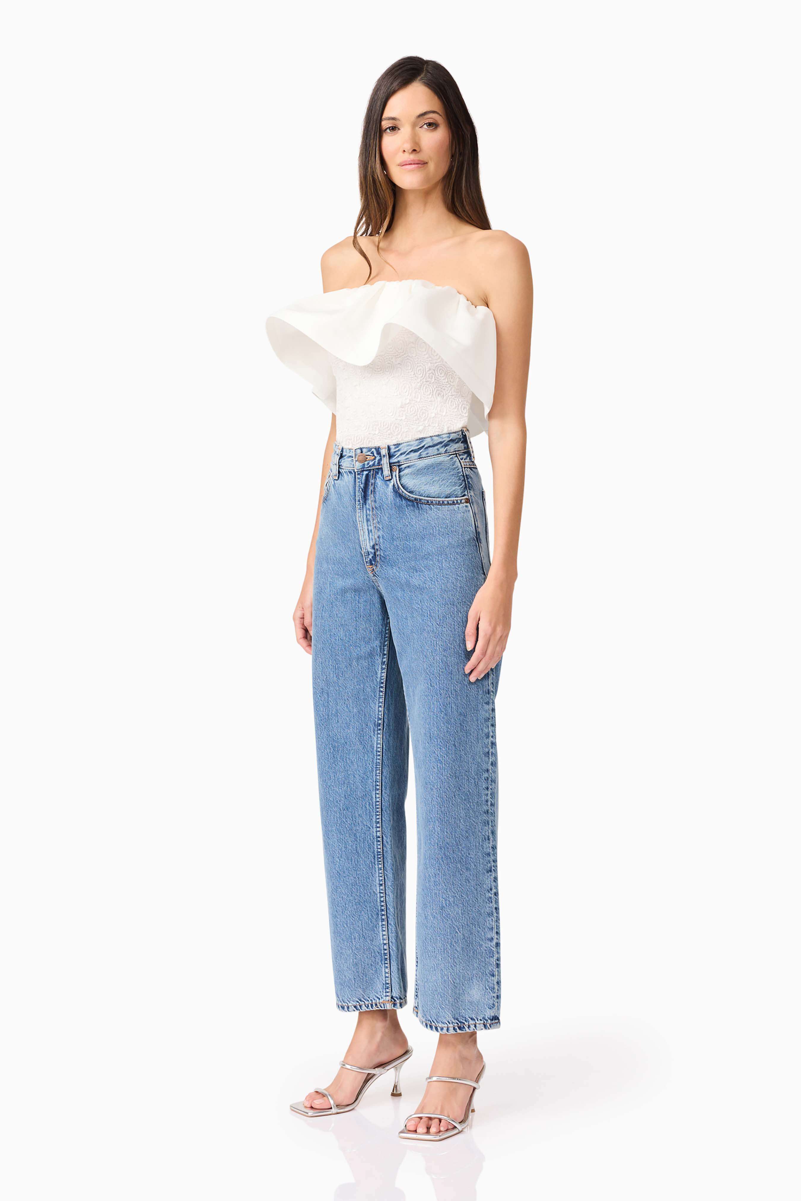Dandelione Strapless Top in White