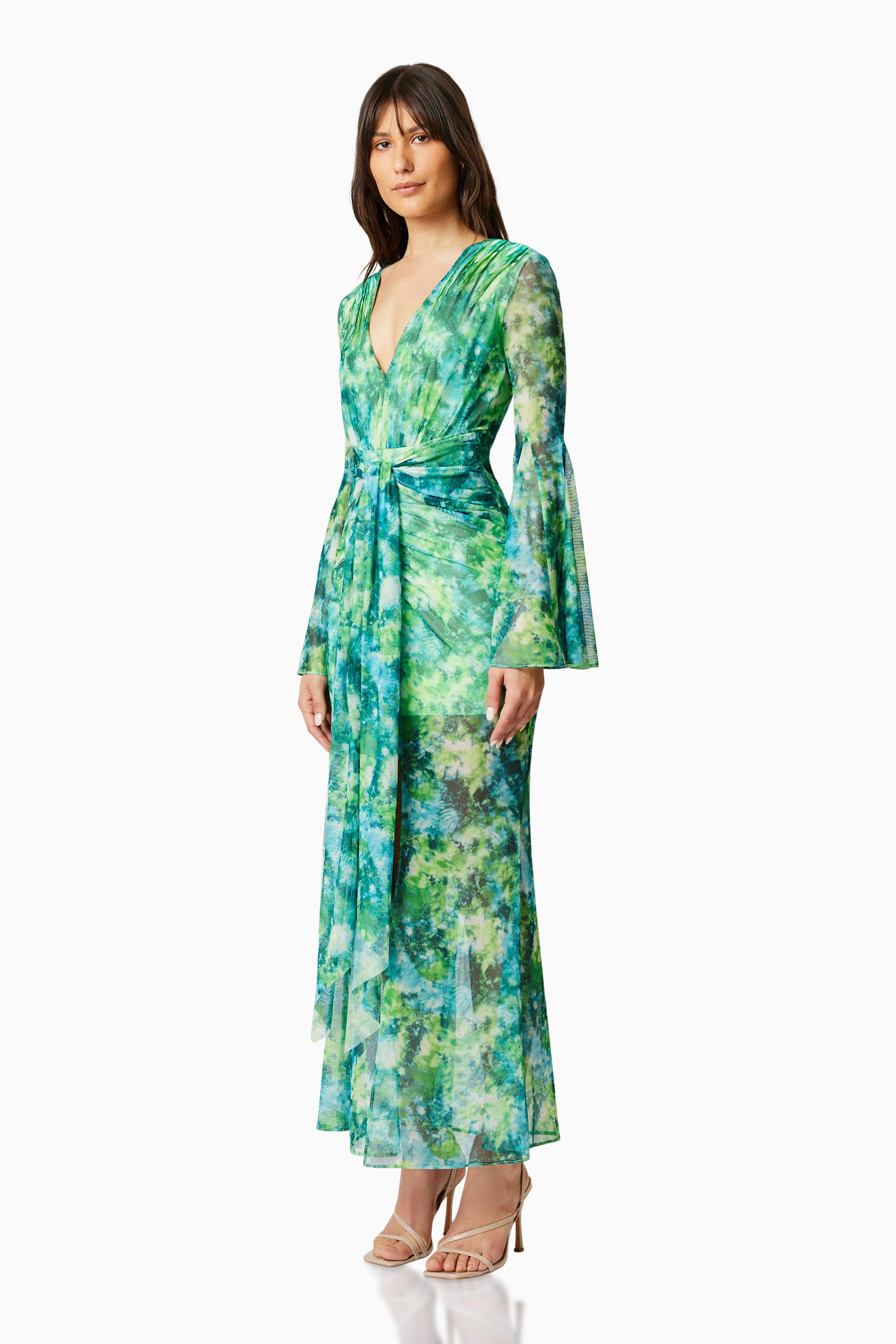 Jonquil Long Sleeve Maxi Dress In Green