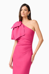 Elysie Asymmetrical Midi Dress in Pink