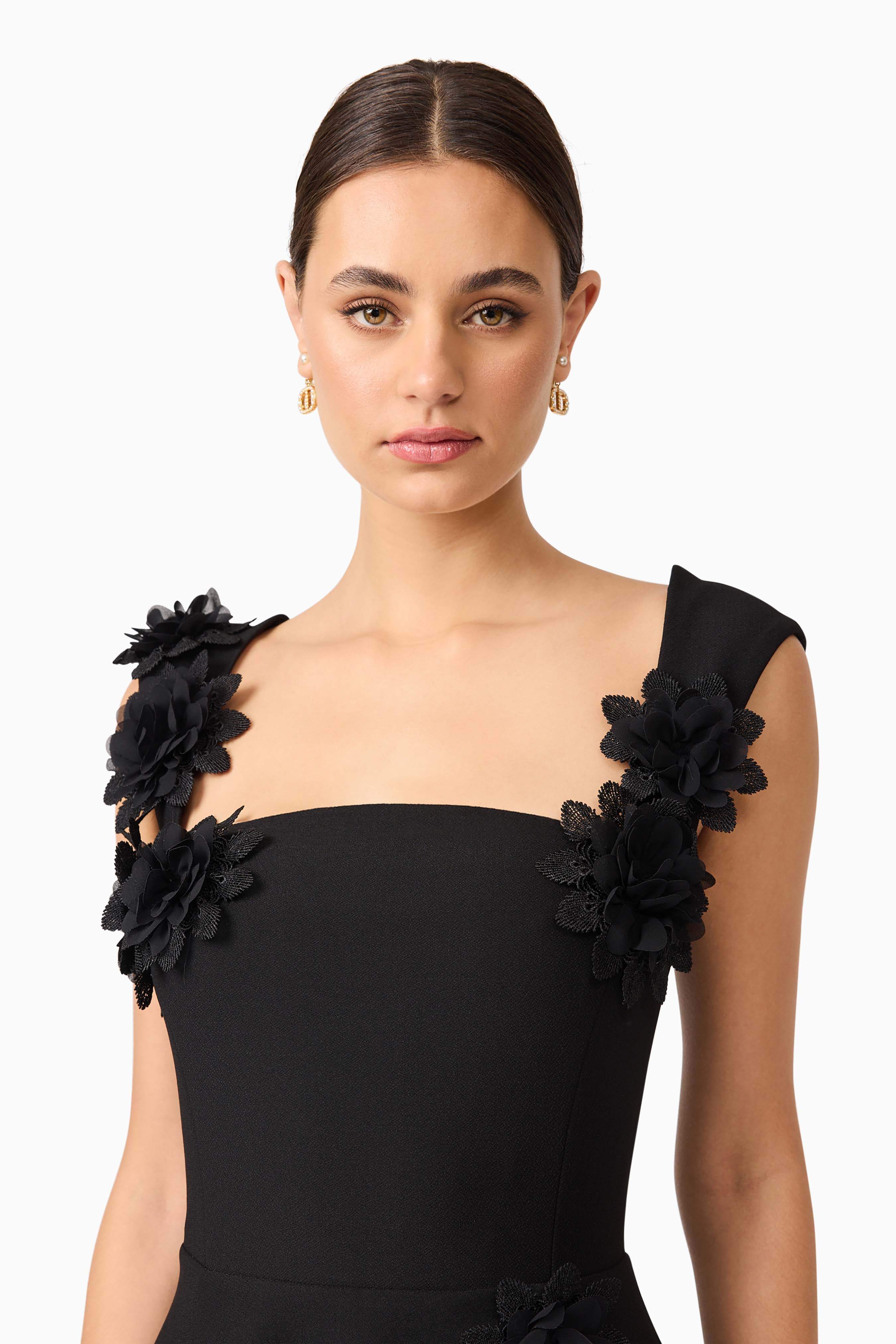 Jada Floral Mini Dress in Black