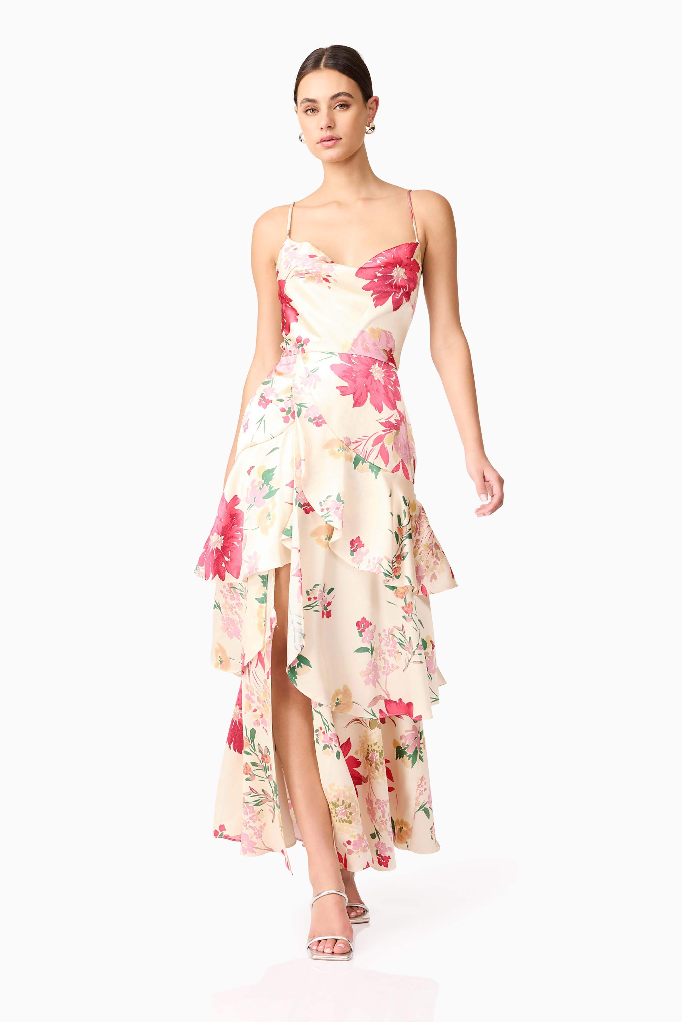 Rosalina Tiered Maxi Dress in Floral