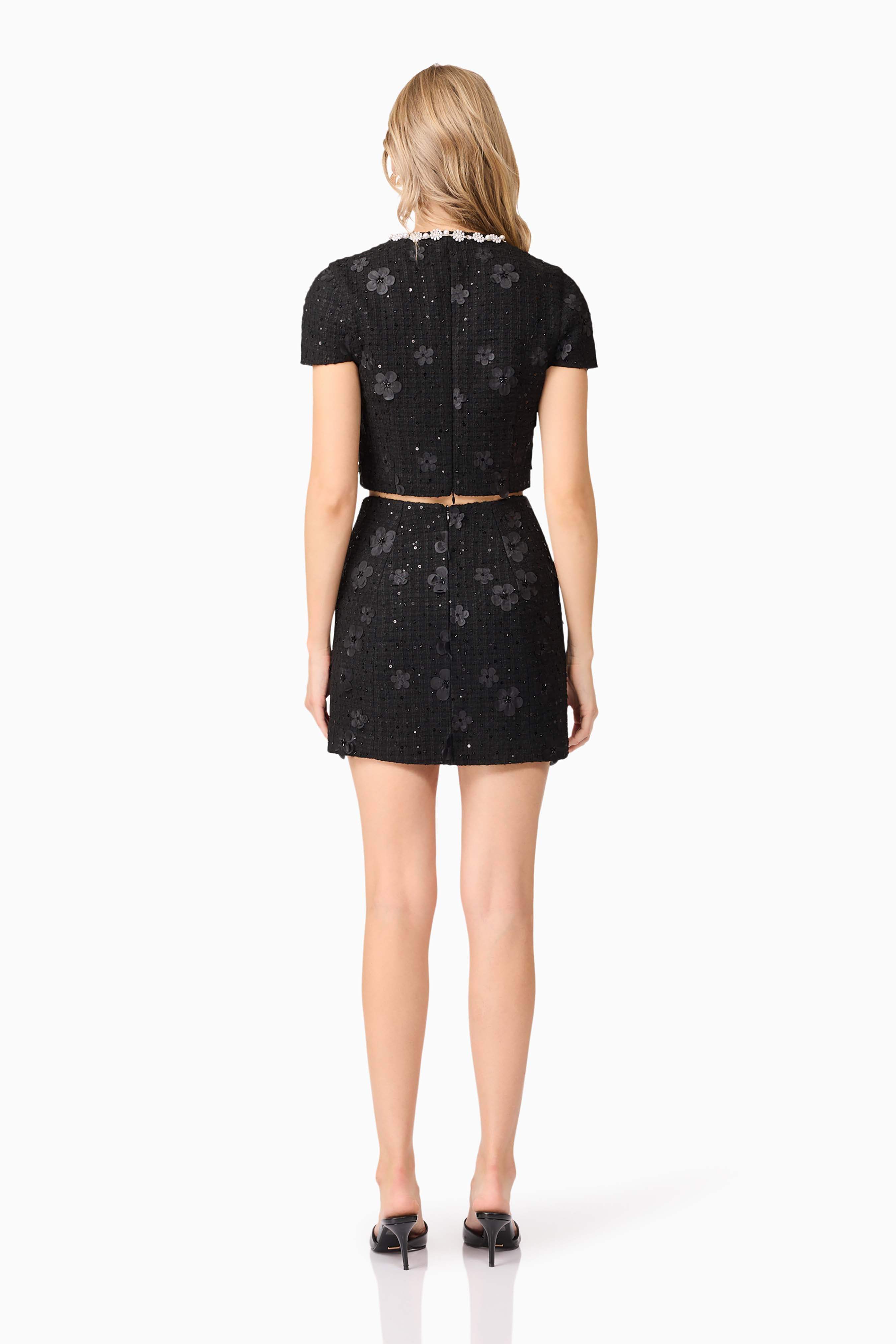 Ellouise Embellished Tweed Set in Black