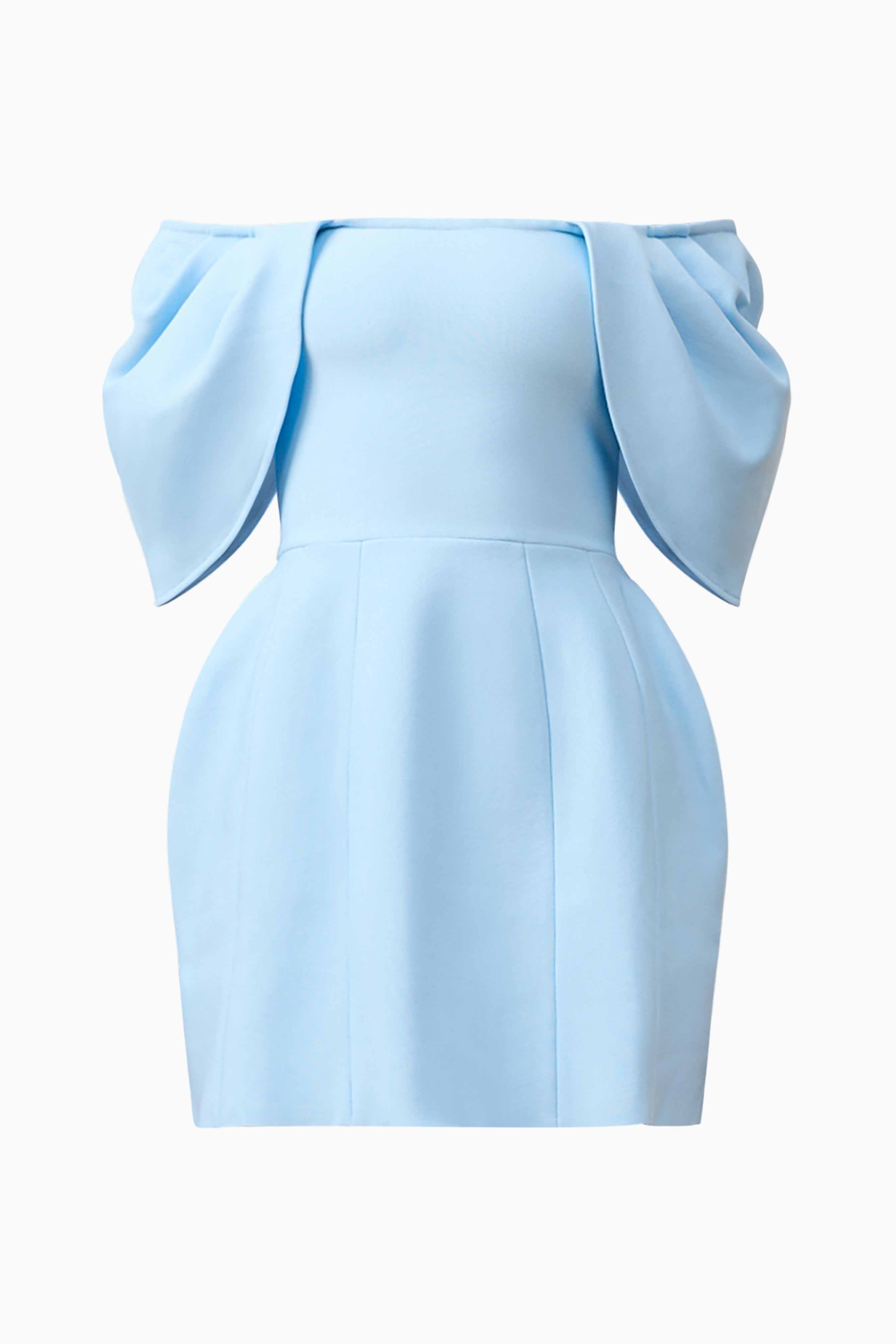 Fiona Off The Shoulder Mini Dress in Blue