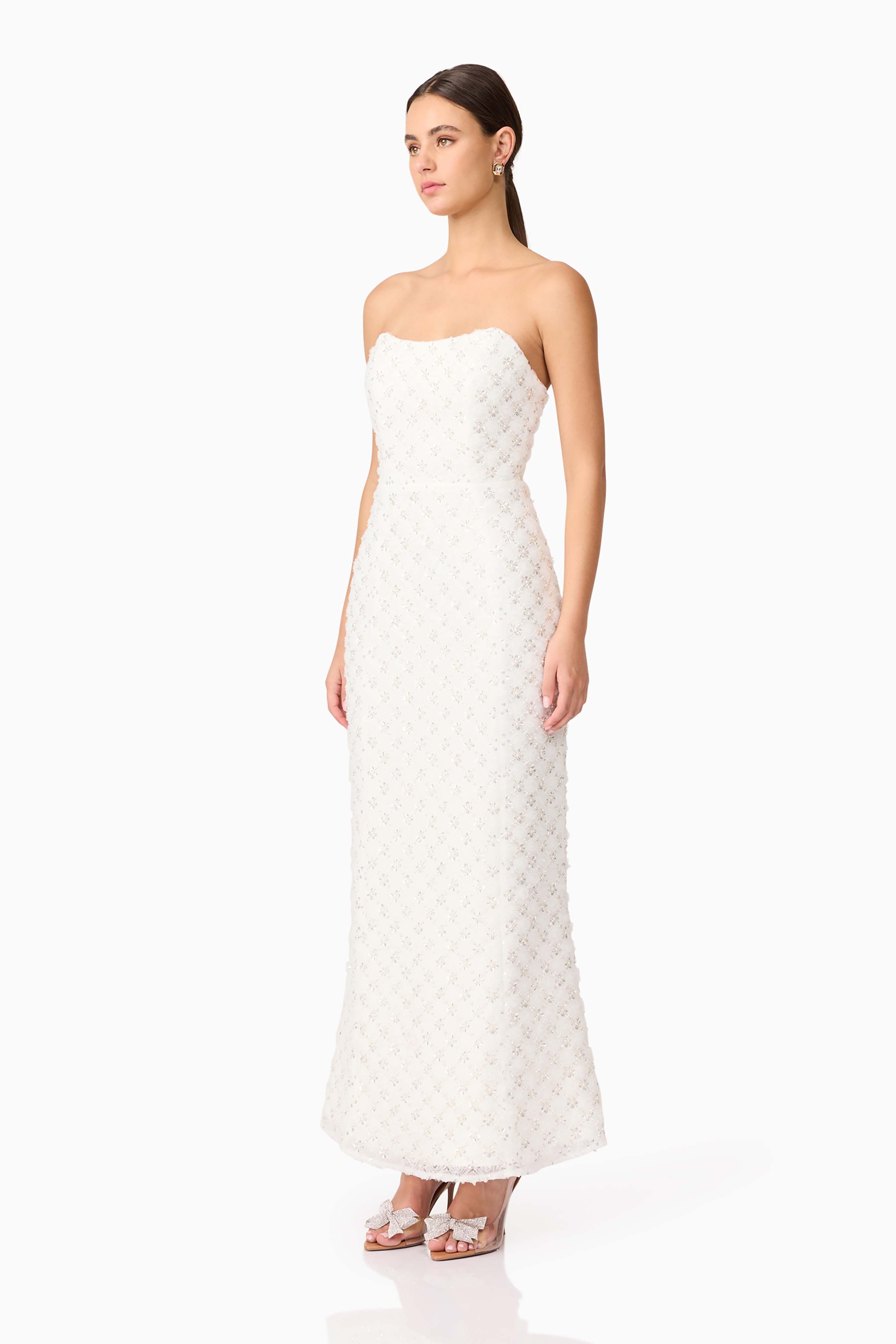 Lola Strapless Gown in White