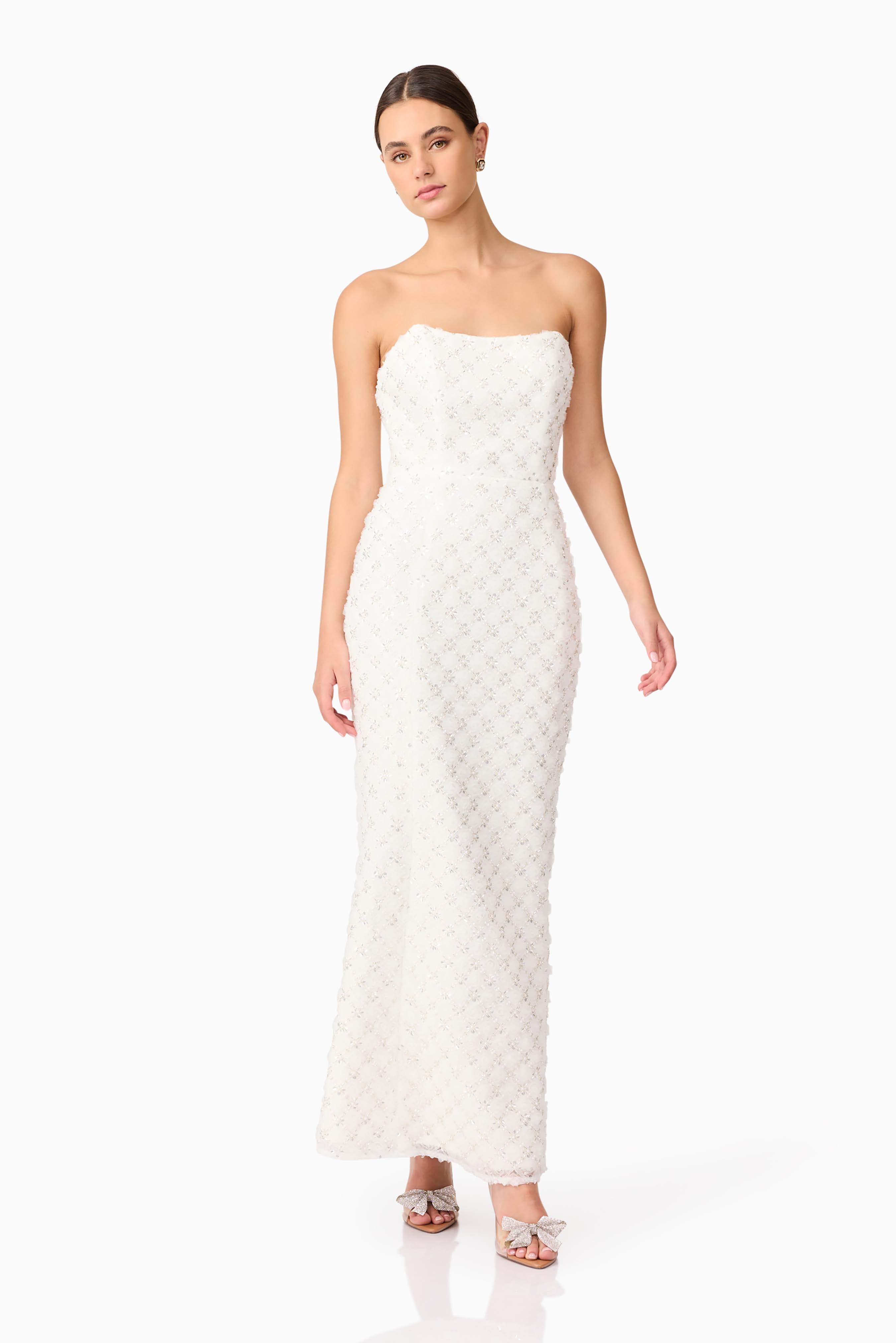 Lola Strapless Gown in White