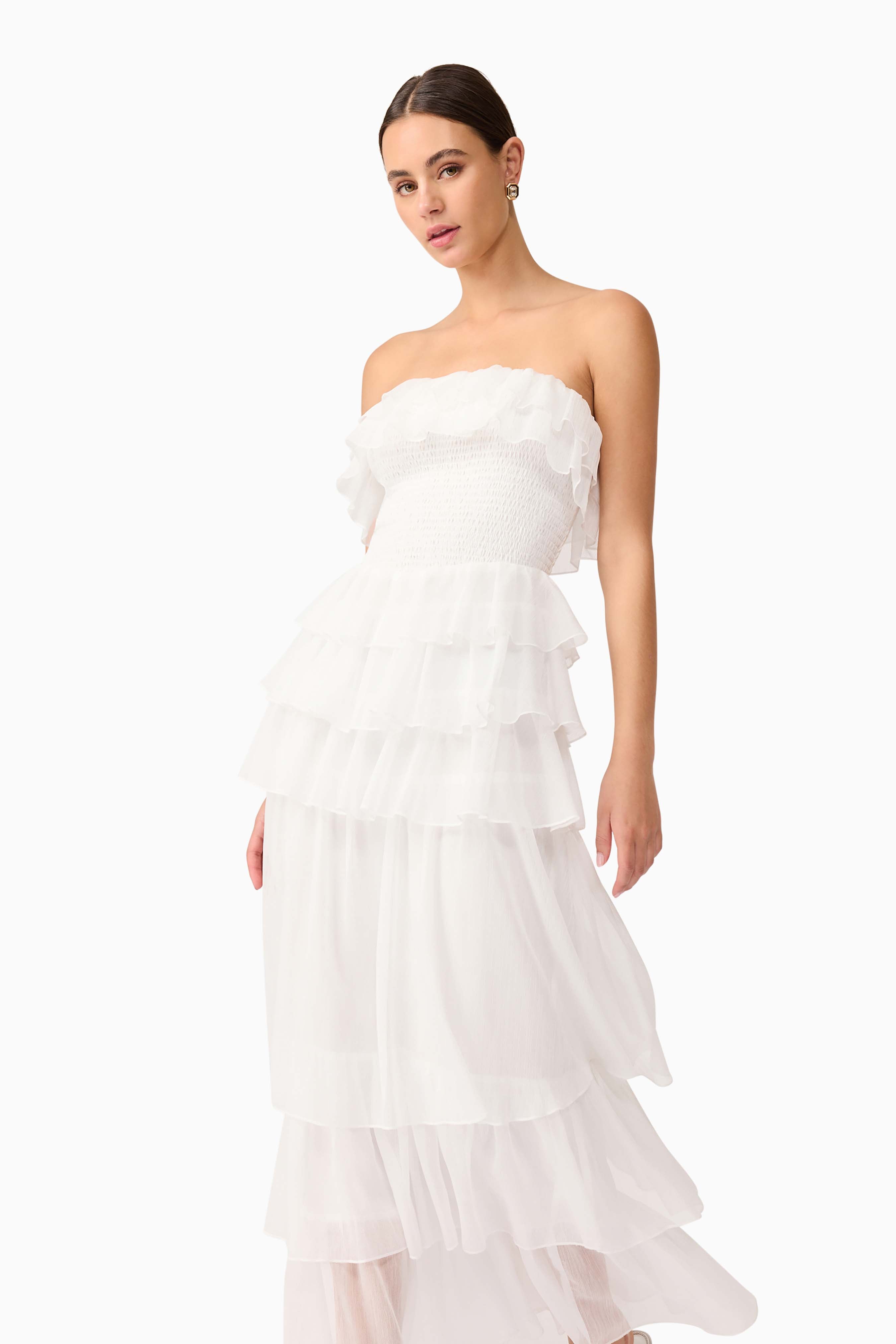 Melissa Strapless Maxi Dress in White