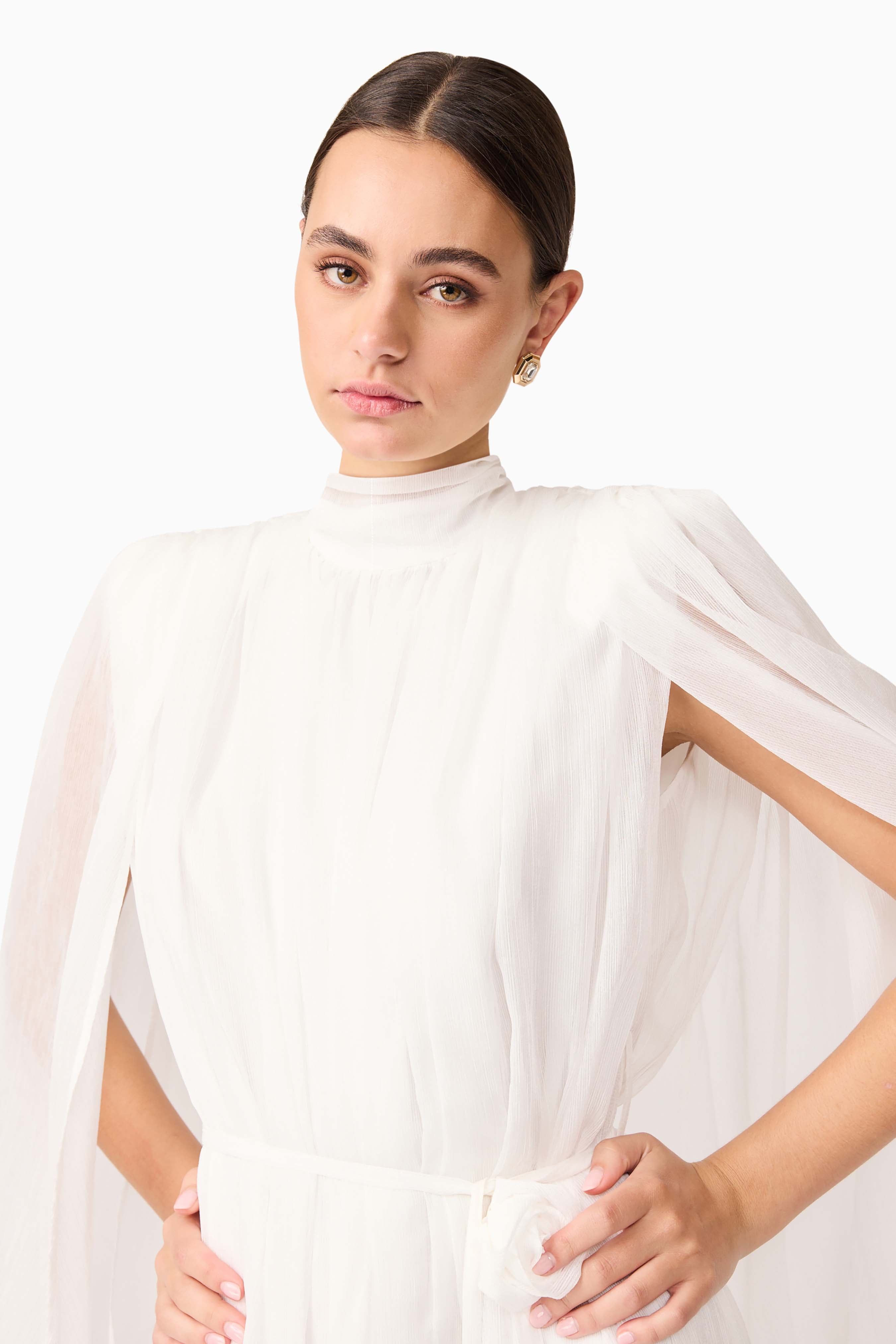Melissa Long Sleeve Gown in White