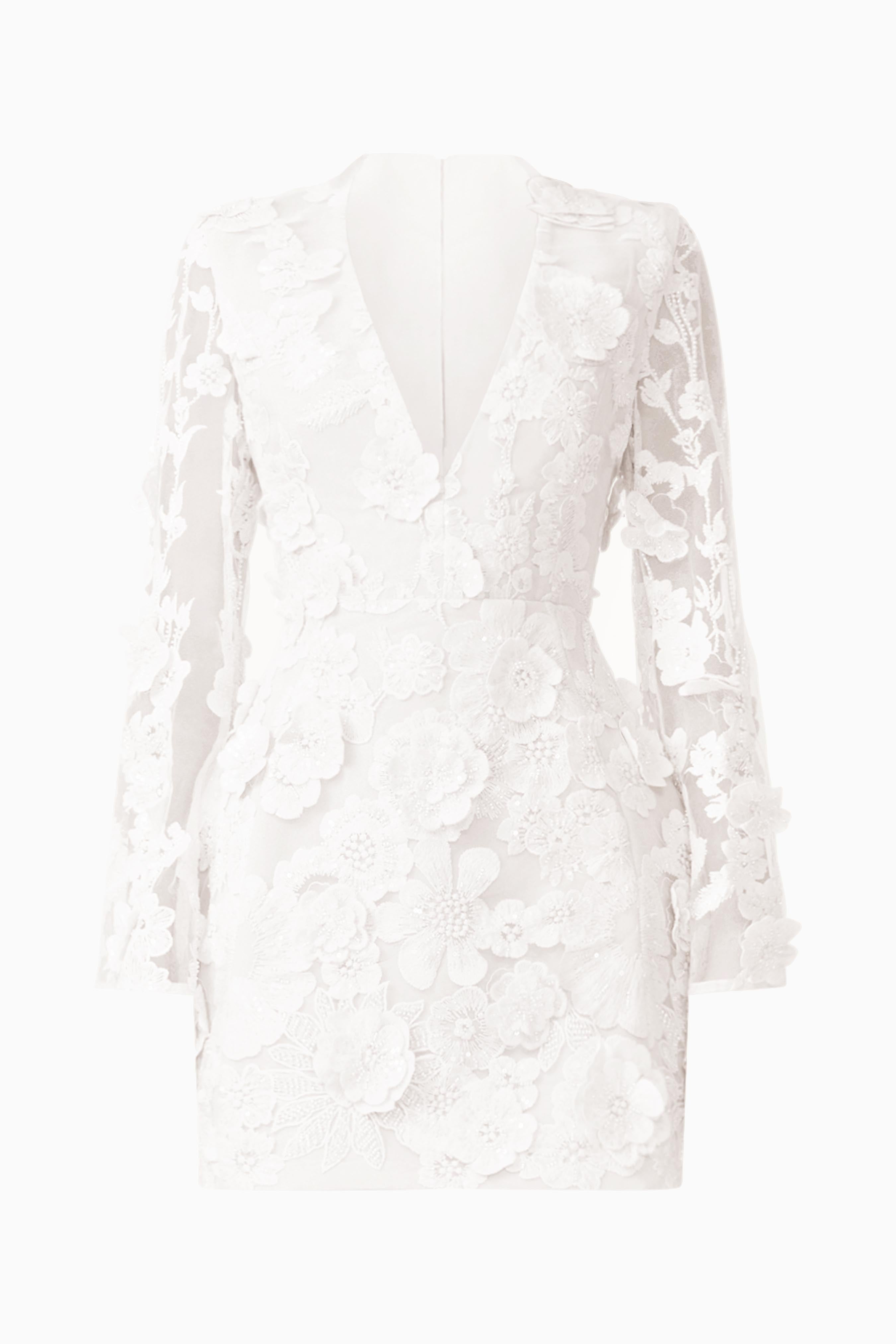 Lorina Long Sleeve Mini Dress in White