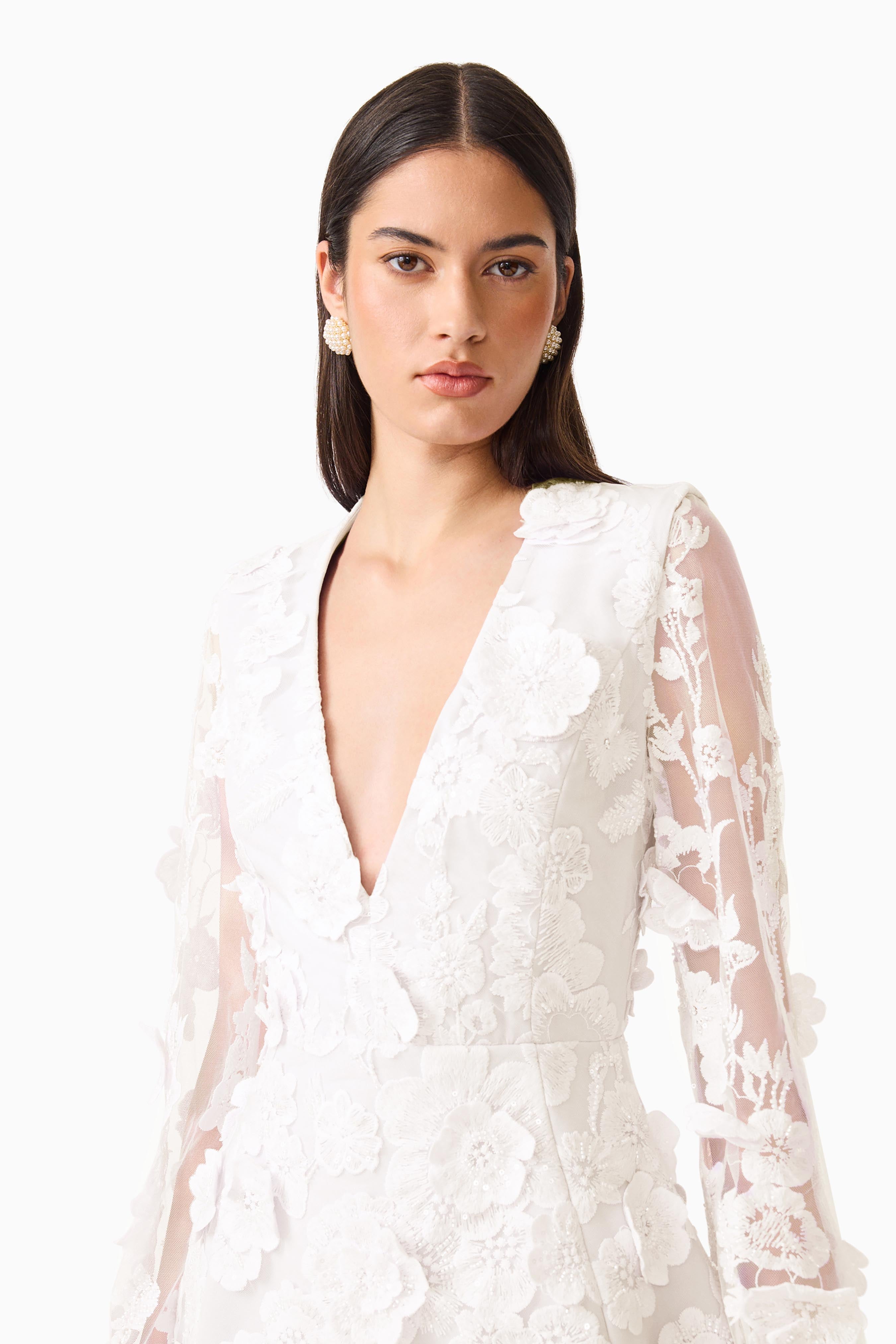 Lorina Long Sleeve Mini Dress in White