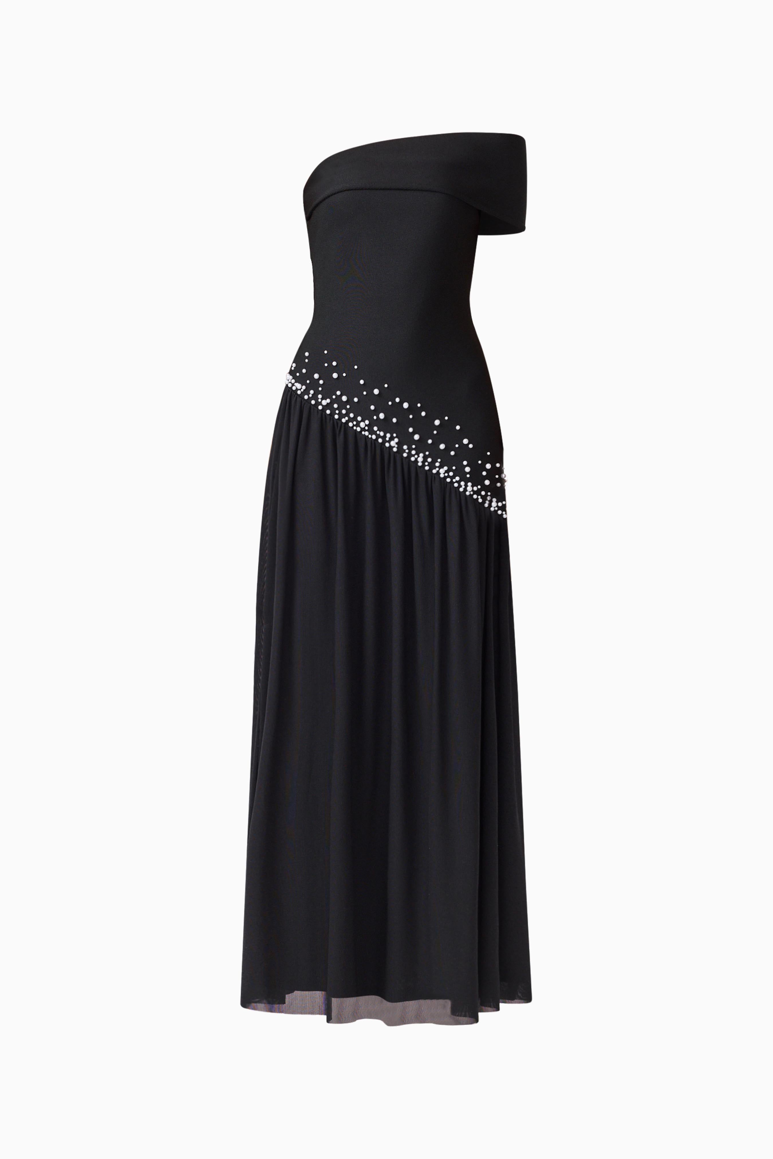 Natasia Off Shoulder Gown in Black
